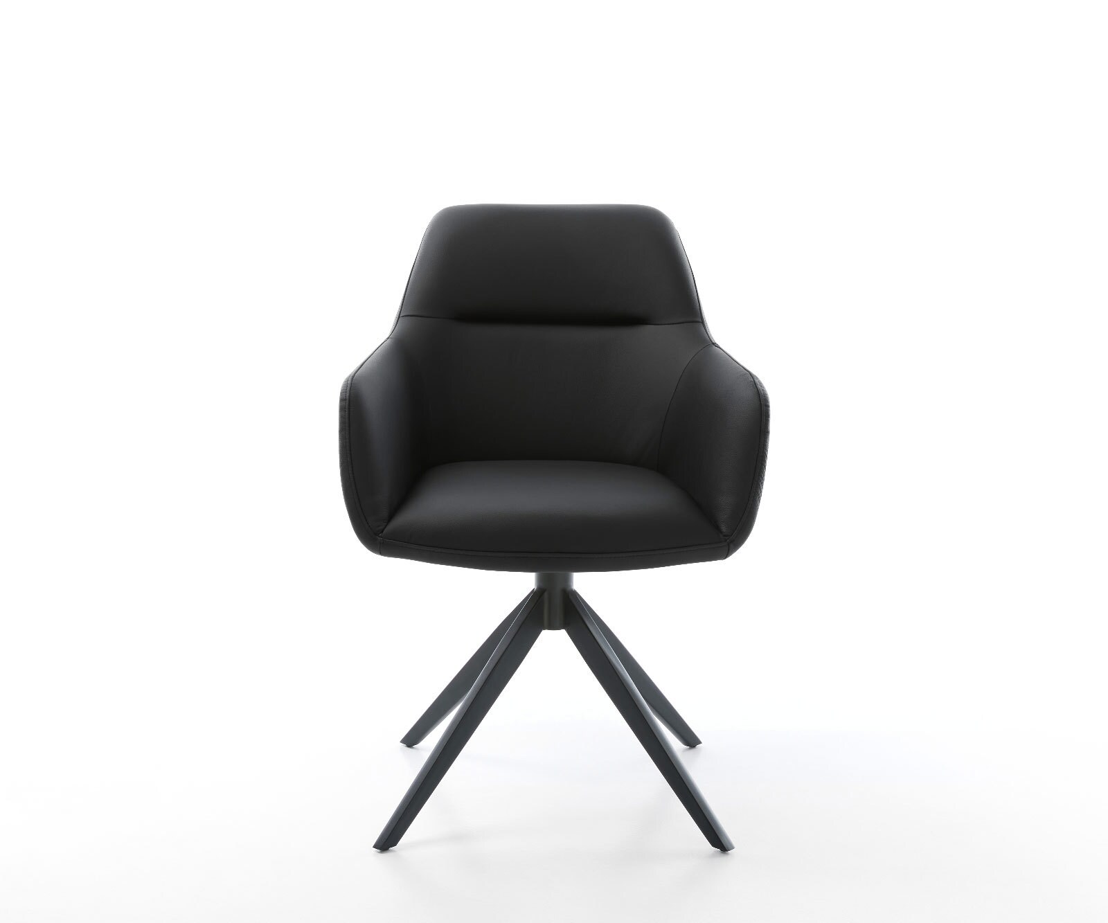 Chaise-pivotante Pejo-Flex cuir de vache noir pied croisé large noir pivotement sur 360° fonction bascule ressorts ensachés 1