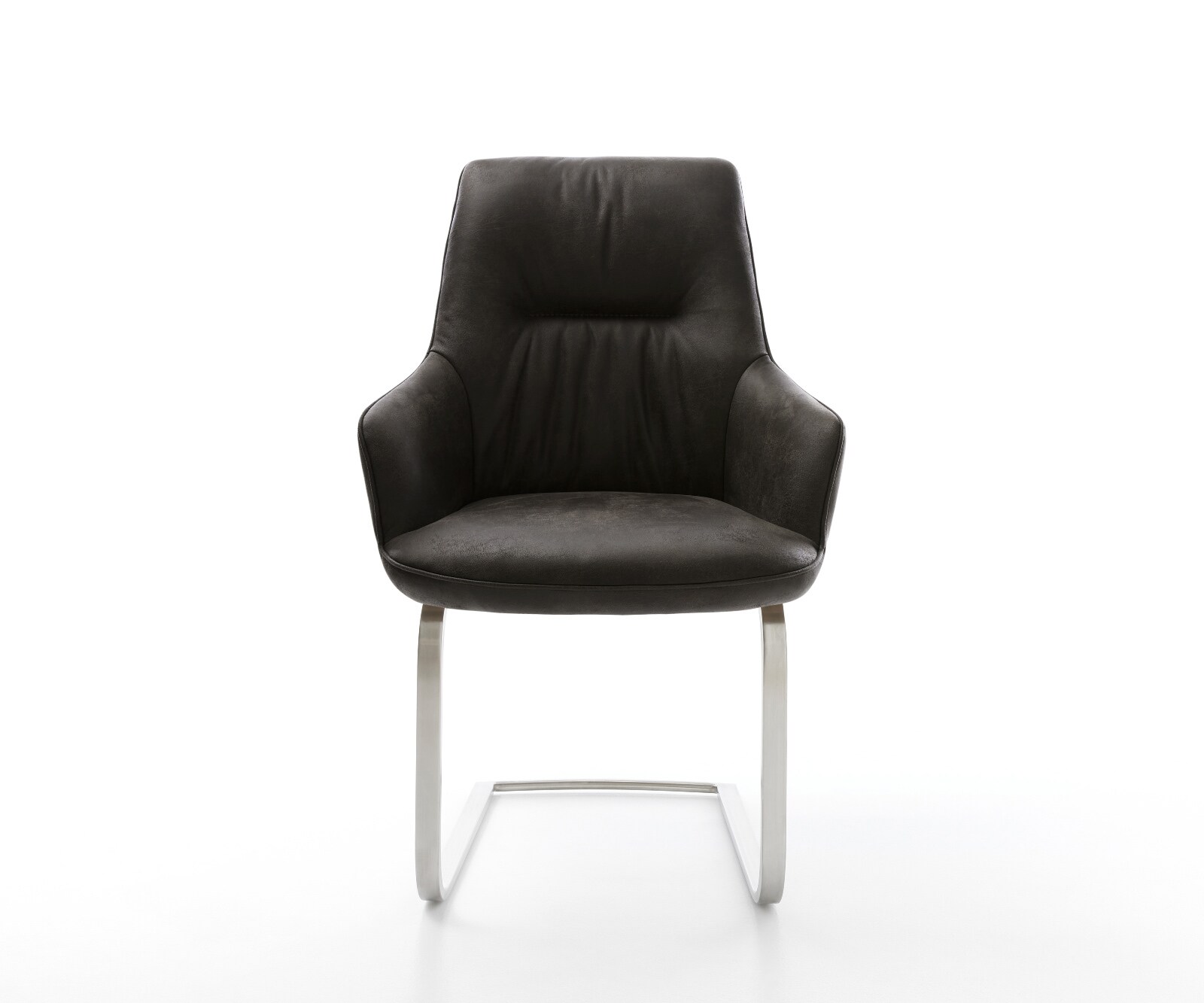 Cantilever Zelia-Flex avec accoudoirs microfibre antracite vintage pied cantilever plat acier inoxydable ressorts ensachés 2
