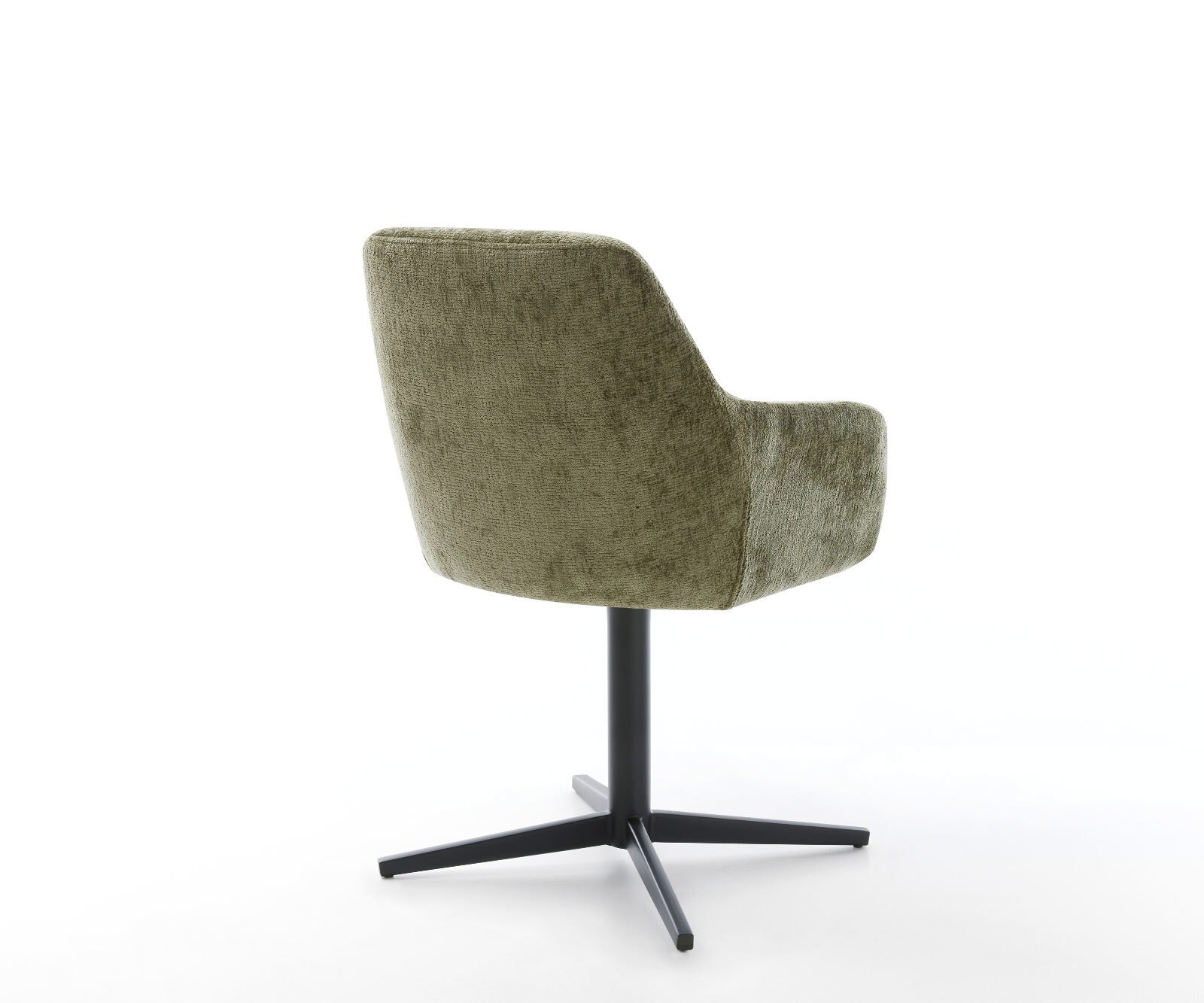 Chaise-pivotante Pejo-Flex chenille olive pied de chaise 4 branches noir pivotement sur 360° ressorts ensachés 4