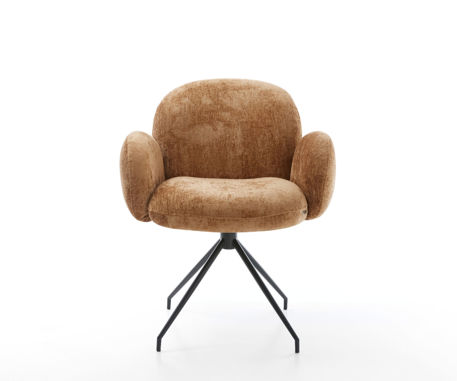 Chaise-pivotante Nube-Flex avec accoudoirs chenille rouille pied croisé conique noir pivotement sur 180° ressorts ensachés 1 Chaise-pivotante Nube-Flex avec accoudoirs chenille rouille pied croisé conique noir pivotement sur 180° ressorts ensachés 1