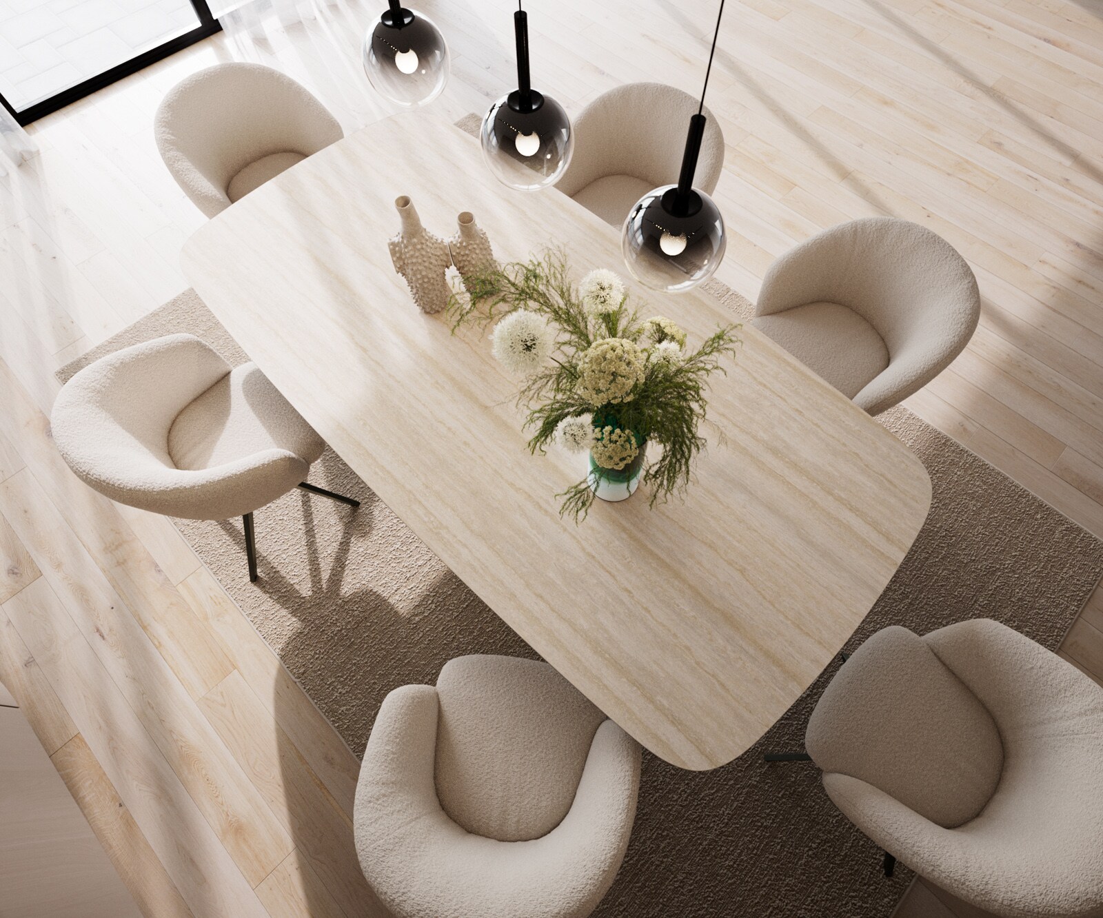 Table à manger Edge Boot 240x120 céramique Travertin naturee Cono métallique doré 4