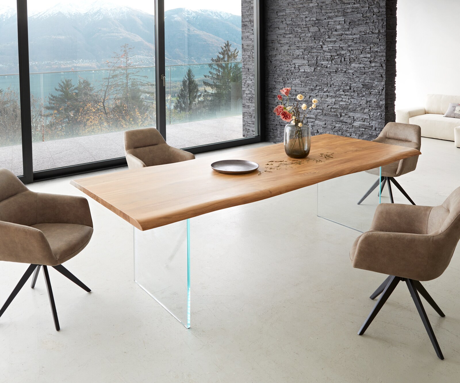Table à manger Edge 260x100 acacia nature verre Live-Edge 6