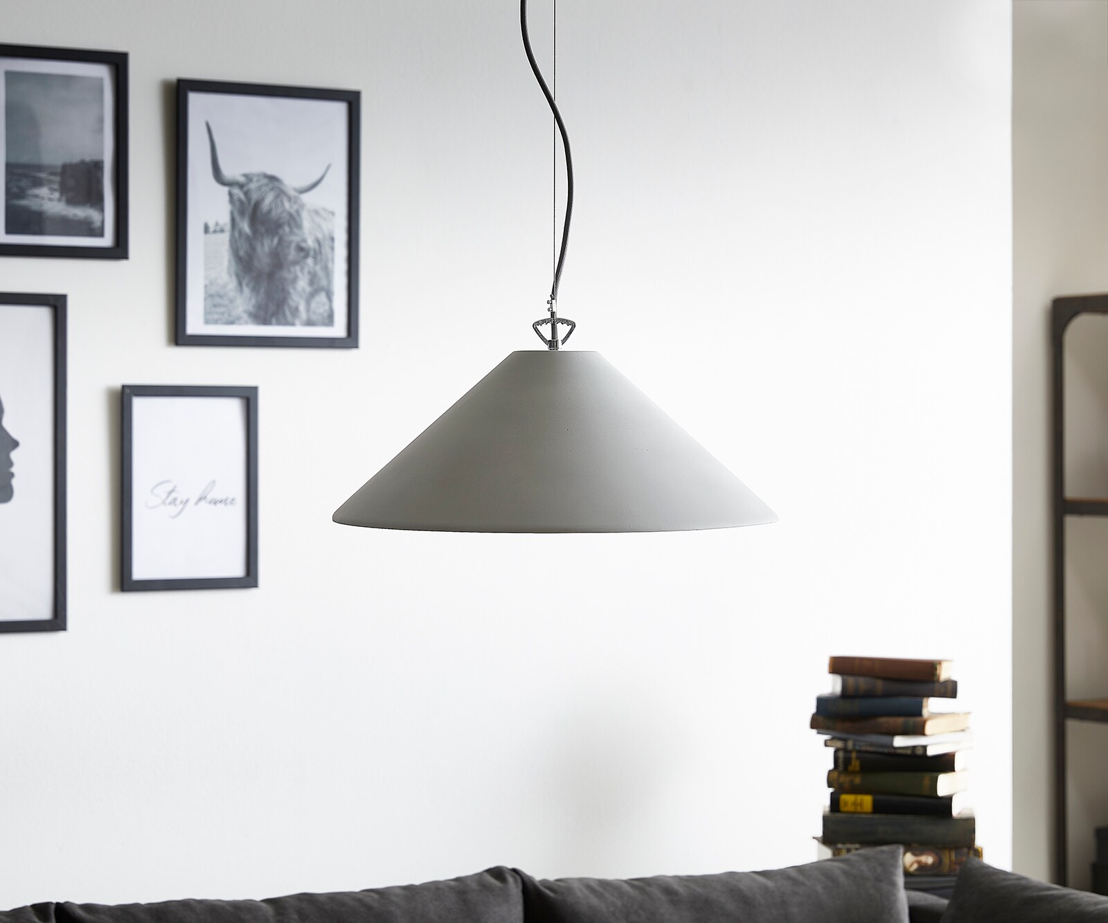 Lampe-à-suspension Fatua 40 cm béton 60 W lampe à suspension Pendentif lumineux