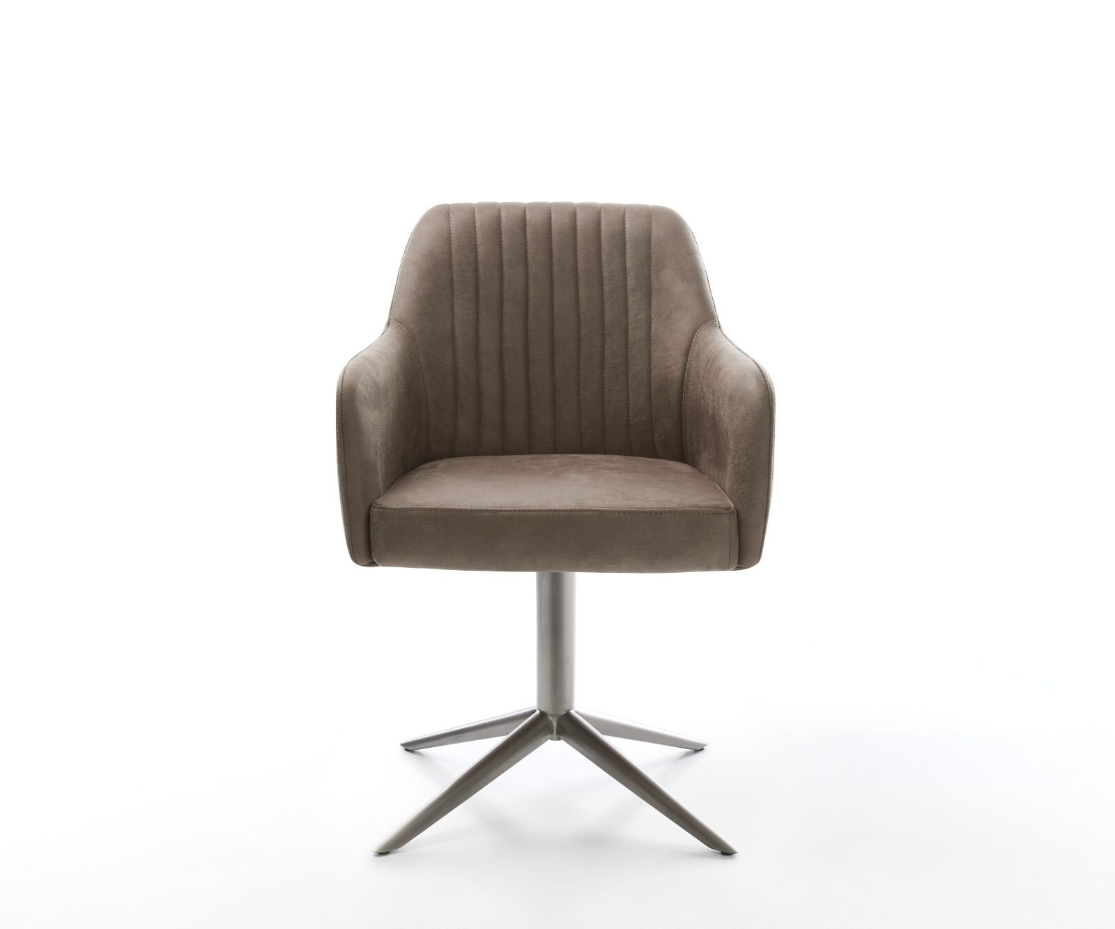 Chaise-pivotante Greg-Flex microvelours taupe vintage pied de chaise 4 branches grafiete pivotement sur 360° fonction bascule ressorts ensachés 1