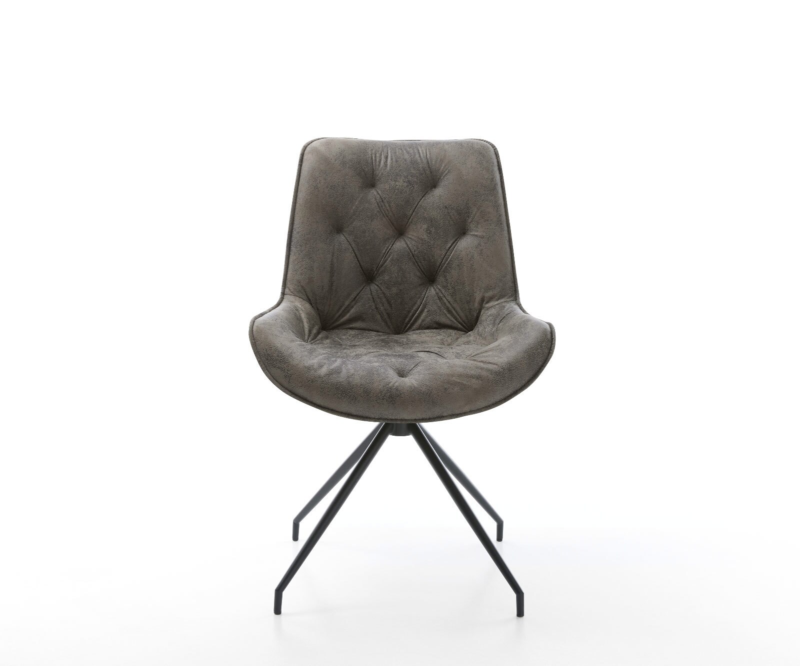 Chaise-de-salle-à-manger Taimi-Flex microvelours gris antique pied croisé conique noir 2 Chaise-de-salle-à-manger Taimi-Flex microvelours gris antique pied croisé conique noir 2