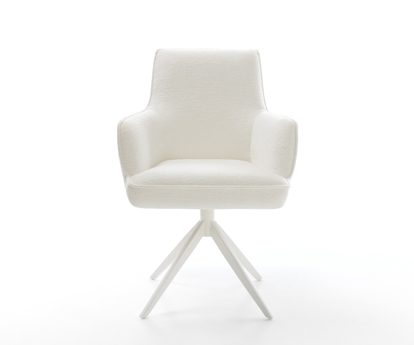 Chaise-pivotante Heira-Flex avec accoudoirs bouclé doux beige pied croisé large blanc pivotement sur 360° fonction bascule resorts ensachés 2