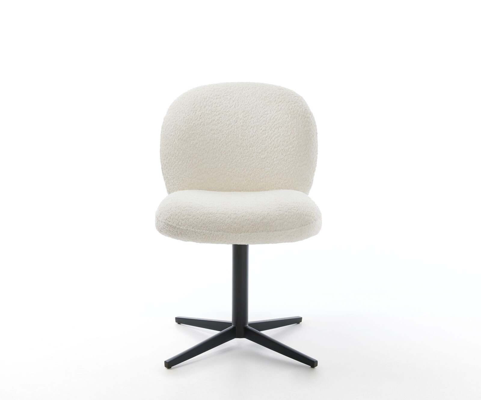 Chaise-pivotante Nube-Flex bouclé blanc pied de chaise 4 branches noir pivotement sur 360° ressorts ensachés 2