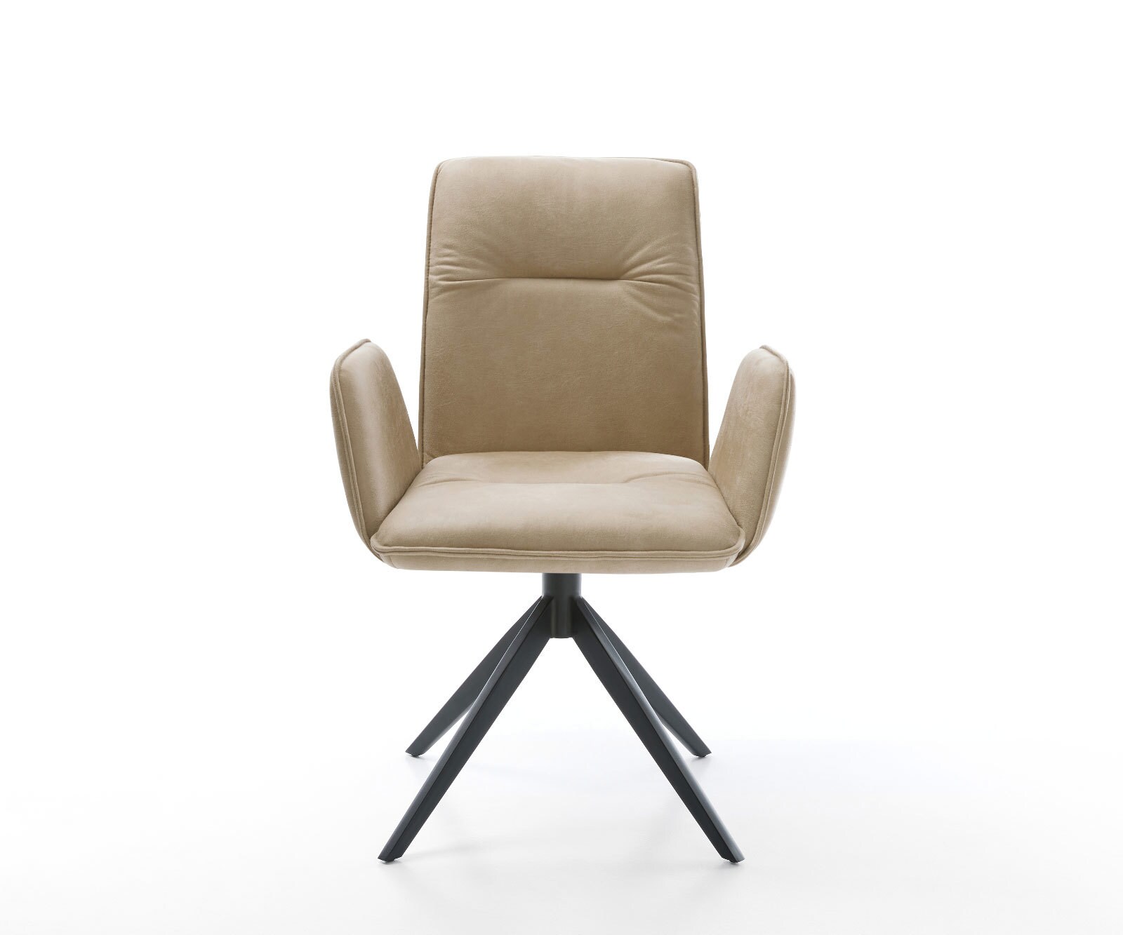 Chaise-pivotante Vinja-Flex microvelours beige vintage pied croisé large noir pivotement sur 360° fonction bascule 1