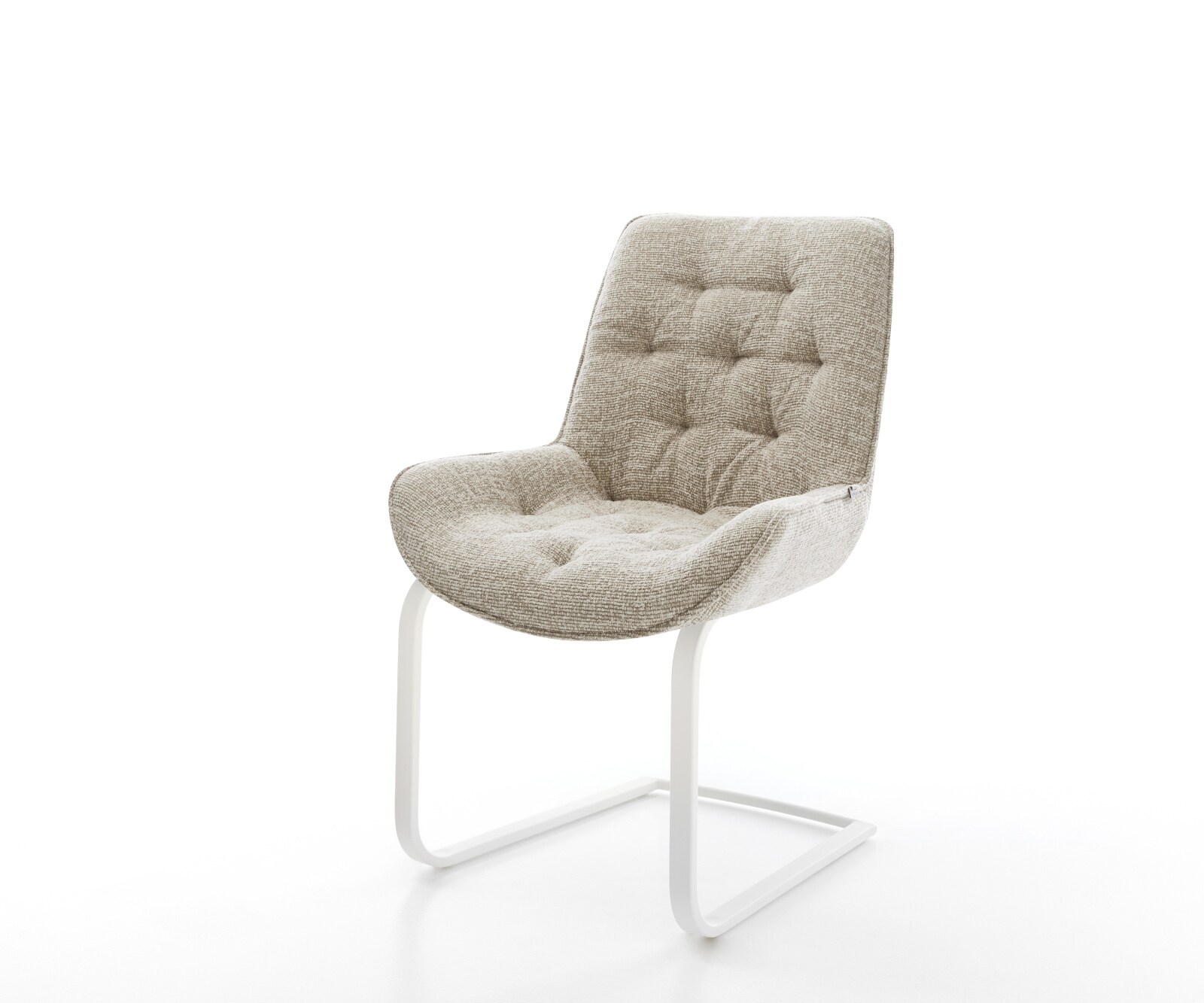 Cantilever Taimi-Flex tissu tissé doux beige pied cantilever plat blanc 1