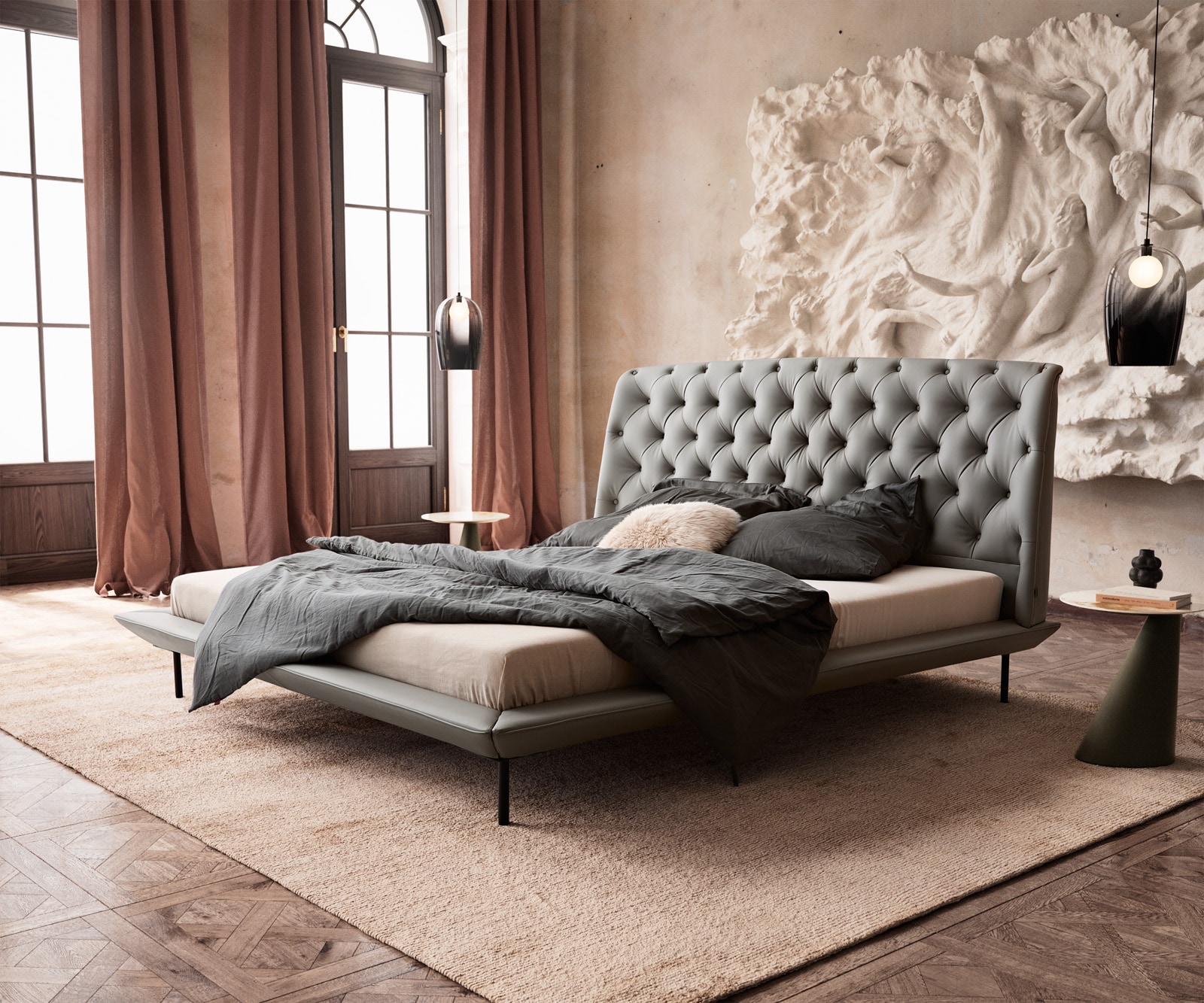 Sommier rembourré Rafinata 180x200 cm similicuir gris clair Sommier rembourré Rafinata 180x200 cm similicuir gris clair