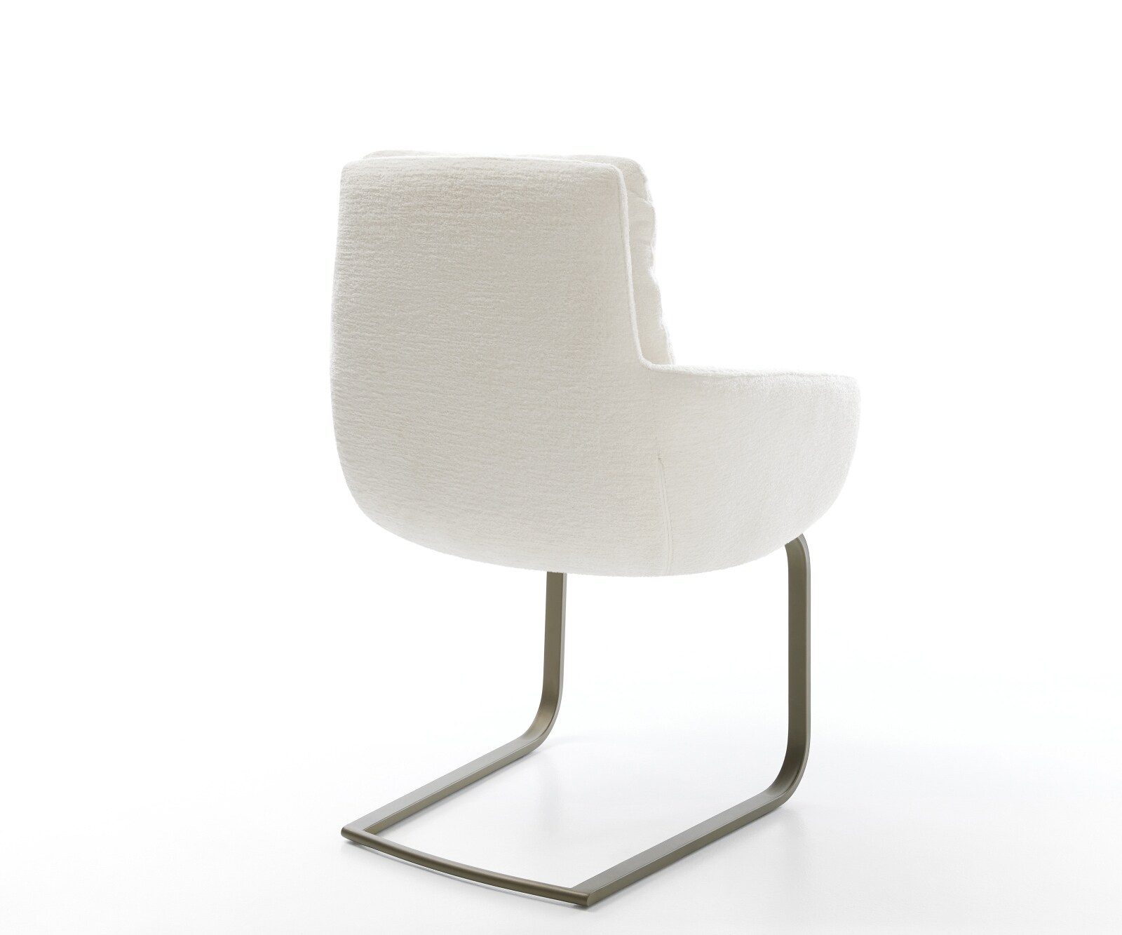 Cantilever Abelia-Flex avec accoudoirs bouclé doux beige pied cantilever plat aspect titane 4