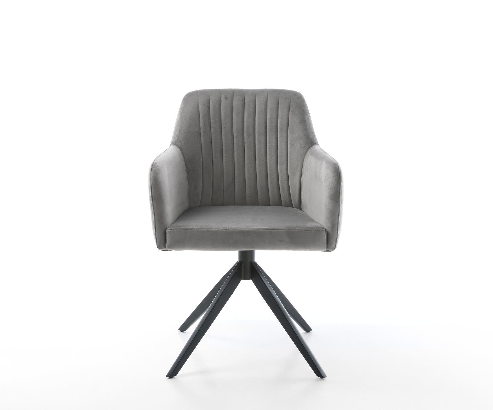 Chaise-pivotante Greg-Flex velours gris pied croisé large noir pivotement sur 360° fonction bascule ressorts ensachés 2