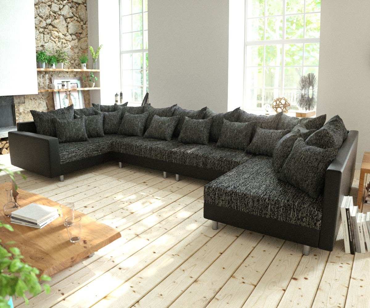 Canapé-Panoramique Clovis XL Noir avec accoudoir modulable 1