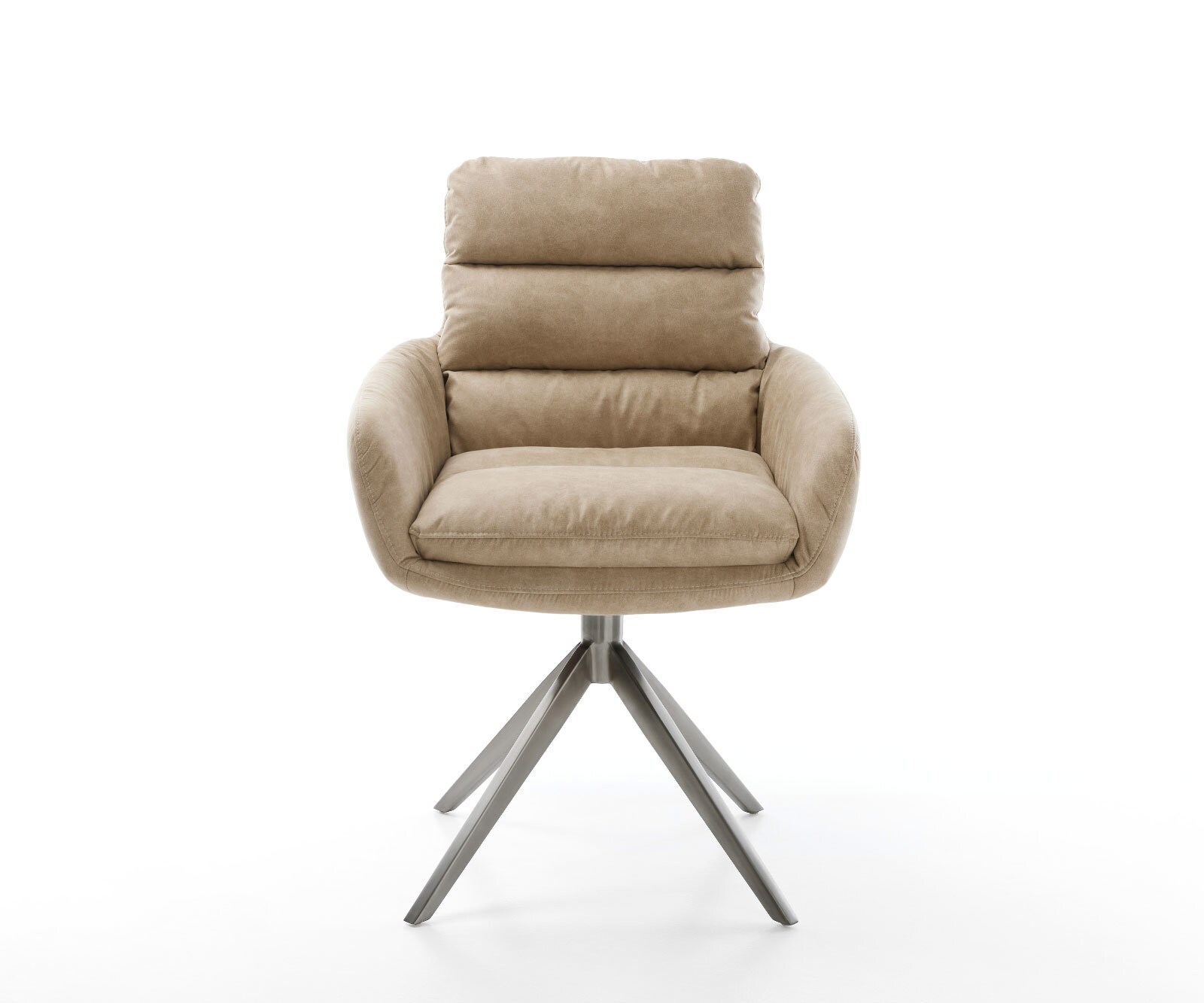 Chaise-pivotante Abelia-Flex avec accoudoirs microvelours beige vintage pied croisé large grafiete pivotement sur 360° fonction bascule 2