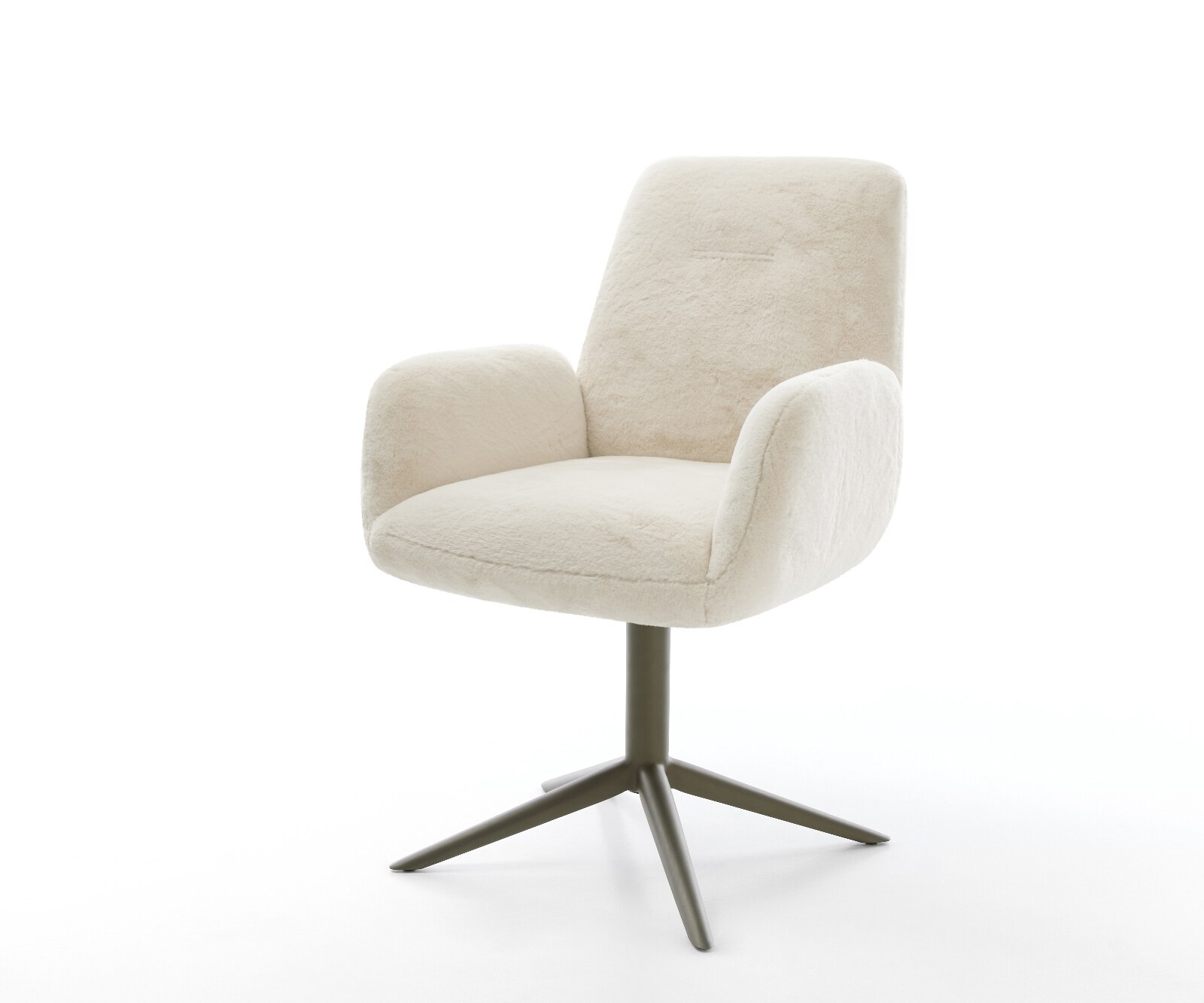 Chaise-pivotante Zoa-Flex peluche crème-blanc pied de chaise 4 branches aspect titane pivotement sur 360° fonction bascule resorts ensachés 1