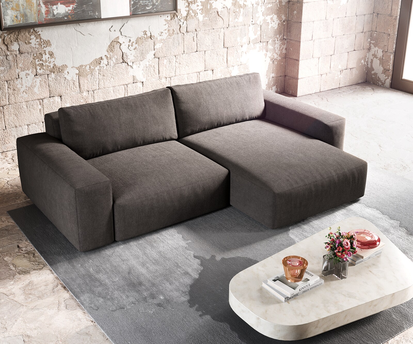 Canapé d'angle Lanzo XL 270x180 cm microfibre marron kaki Recamière variable 4 Canapé d'angle Lanzo XL 270x180 cm microfibre marron kaki Recamière variable 4