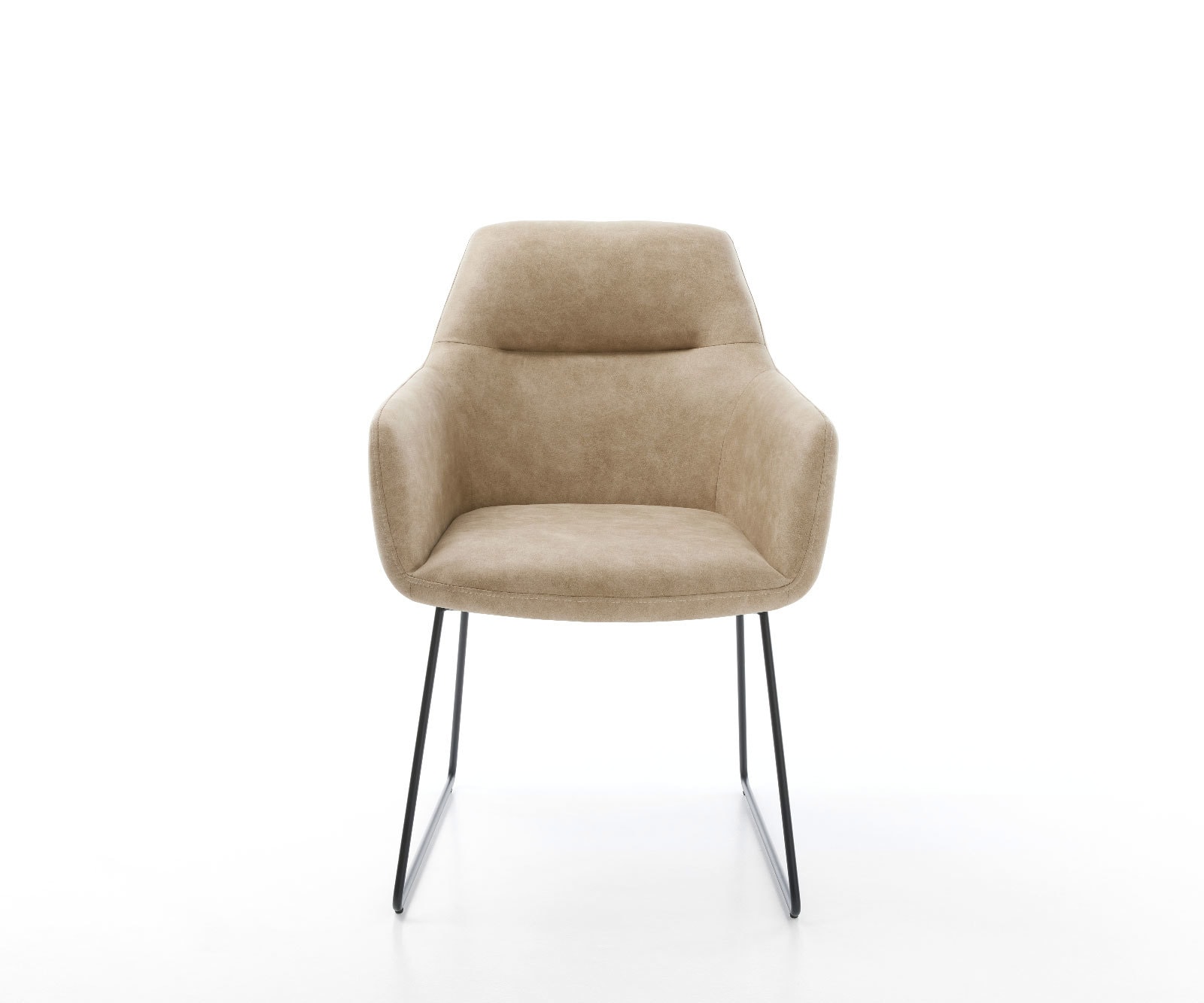 Chaise-de-salle-à-manger Pejo-Flex microvelours beige vintage pied trapèze noir ressorts ensachés 1 Chaise-de-salle-à-manger Pejo-Flex microvelours beige vintage pied trapèze noir ressorts ensachés 1