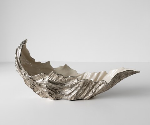 Coupe décorative Maris l78 x P24 x H38 cm Aluminium Platin Opal Faite main