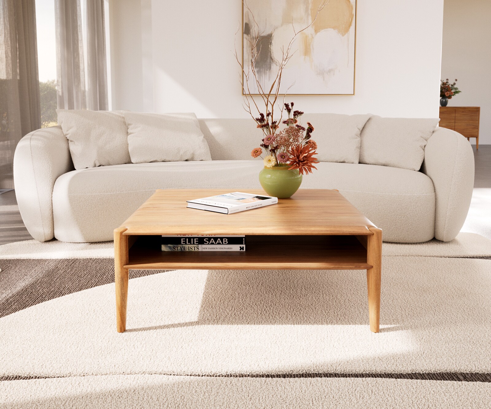 Table-basse Simcha 90x90 cm acacia naturel 1 compartiment 1
