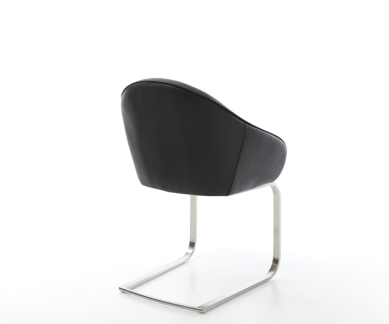 Cantilever Gaio-Flex cuir de vache noir pied cantilever plat acier inoxydable brossé 4 Cantilever Gaio-Flex cuir de vache noir pied cantilever plat acier inoxydable brossé 4