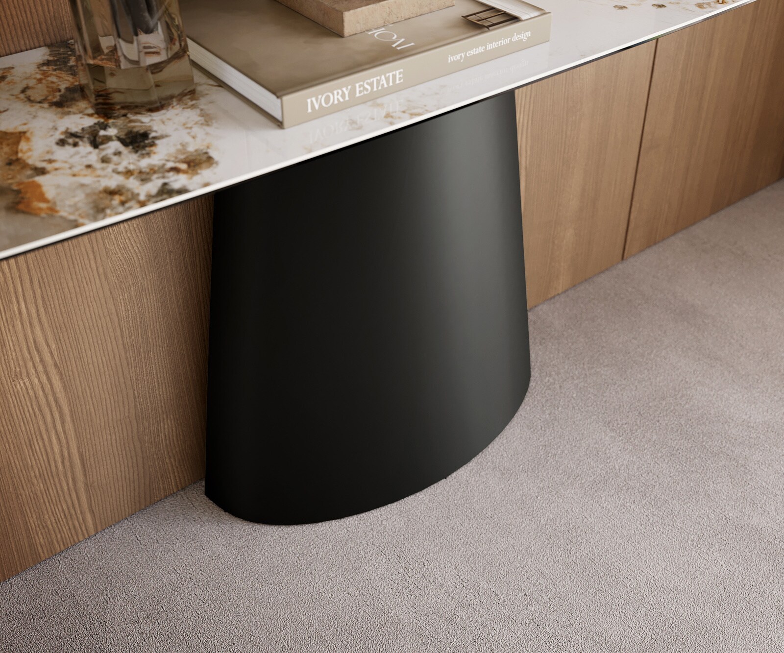 Console Edge forme bateau 180x40 cm Céramique Minas Melange Weiß-Beige Conos Métal Noir 5