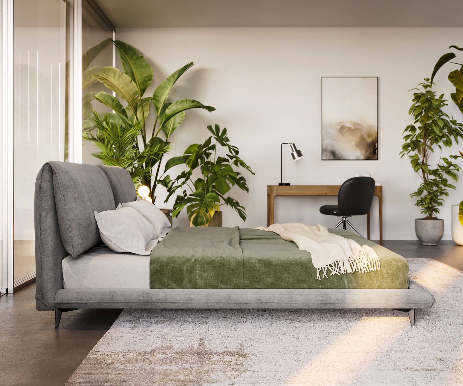 Sommier rembourré Cusino 180x200 cm microfibre grise 3 Sommier rembourré Cusino 180x200 cm microfibre grise 3