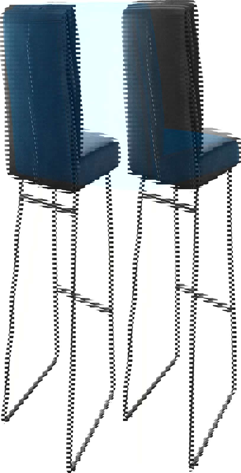 Chaise-de-bar Pela-Flex velours bleu cadre de patins métal 4