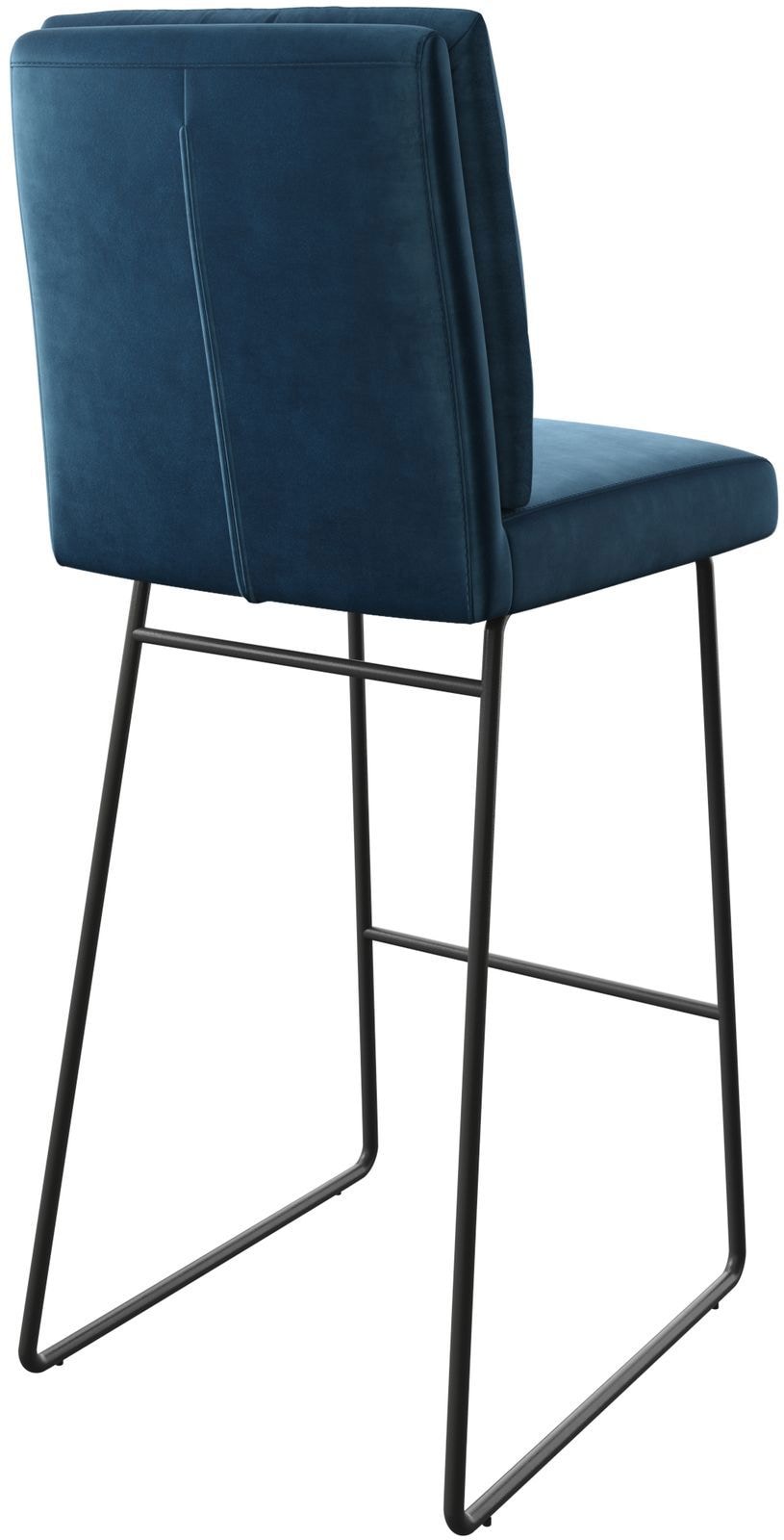 Chaise-de-bar Pela-Flex velours bleu cadre de patins métal 4 Chaise-de-bar Pela-Flex velours bleu cadre de patins métal 4