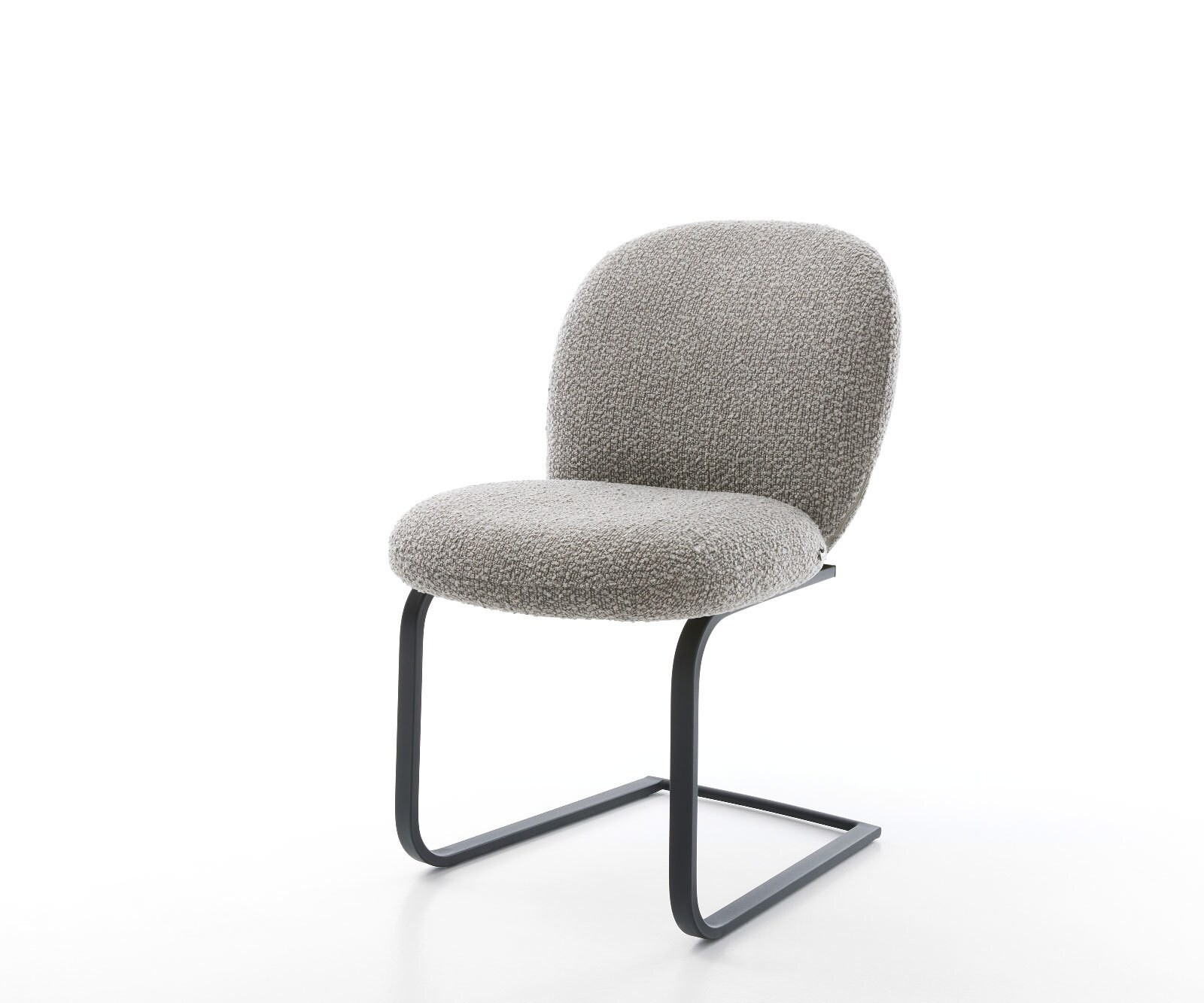 Cantilever Nube-Flex bouclé gris argenté pied cantilever plat noir ressorts ensachés