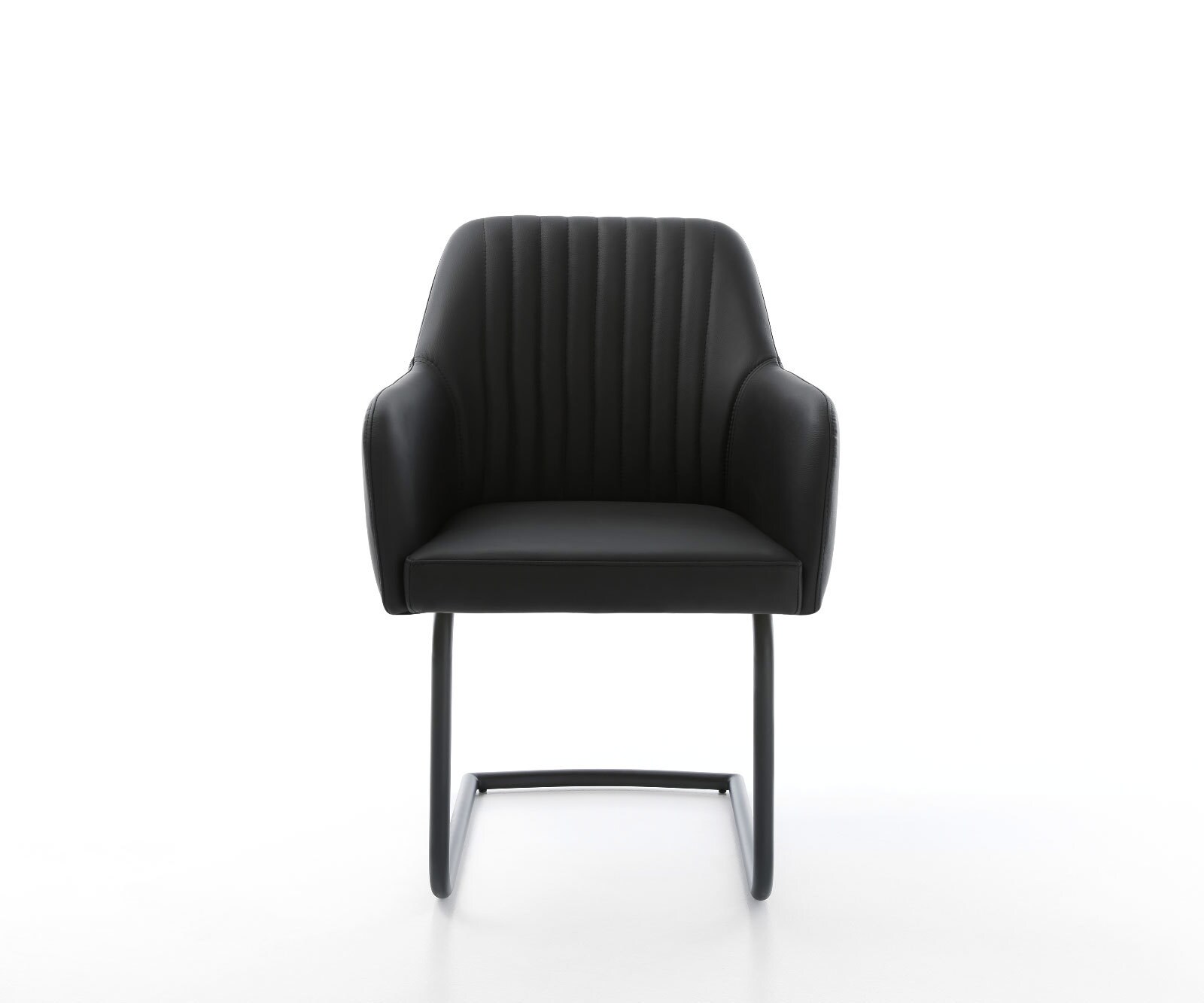 Cantilever Greg-Flex cuir de vache noir pied cantilever rond noir ressorts ensachés 1 Cantilever Greg-Flex cuir de vache noir pied cantilever rond noir ressorts ensachés 1