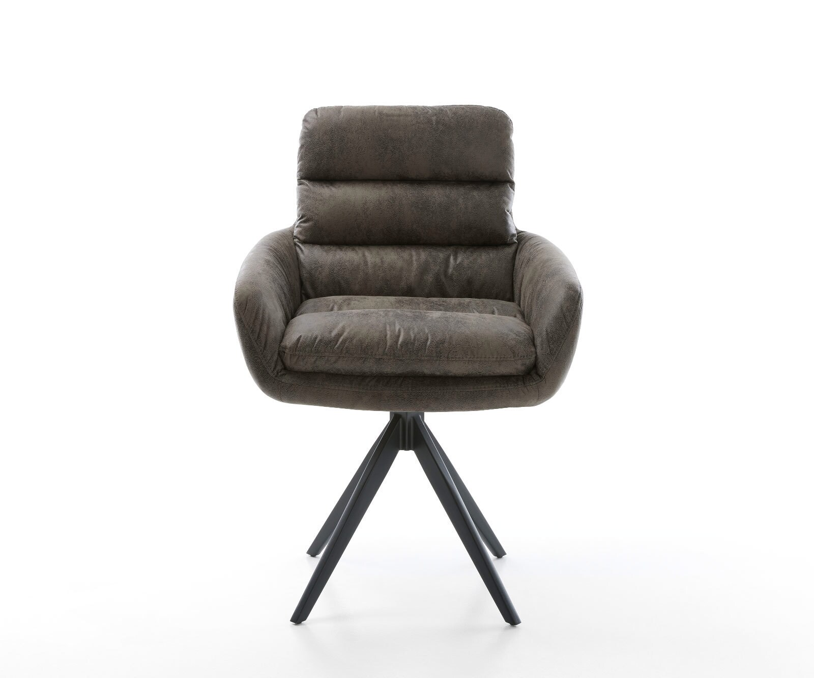 Chaise-de-salle-à-manger Abelia-Flex avec accoudoirs microvelours gris antique pied croisé angulaire noir 1 Chaise-de-salle-à-manger Abelia-Flex avec accoudoirs microvelours gris antique pied croisé angulaire noir 1