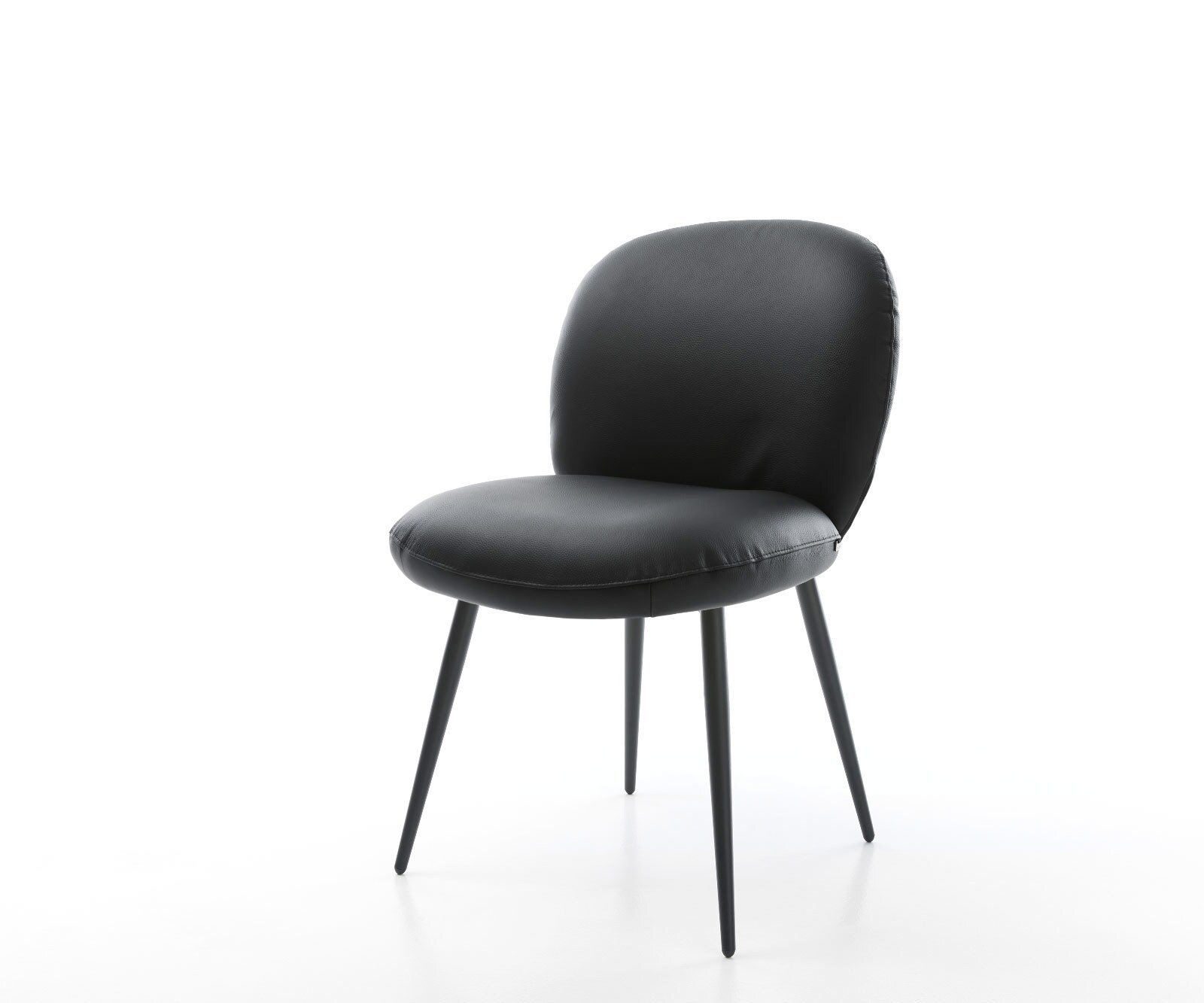 Chaise-de-salle-à-manger Nube-Flex cuir de vache noir 4 pieds coniques noir ressorts ensachés Chaise-de-salle-à-manger Nube-Flex cuir de vache noir 4 pieds coniques noir ressorts ensachés