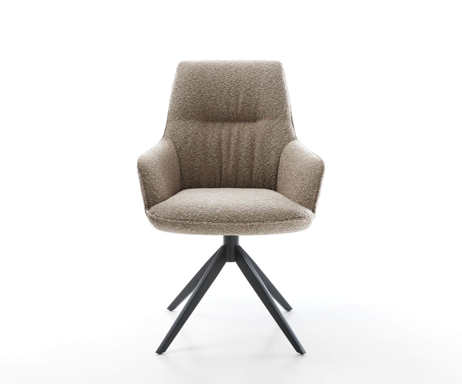 Chaise-pivotante Zelia-Flex avec accoudoirs bouclé boue pied croisé large noir pivotement sur 360° fonction bascule ressorts ensachés 2