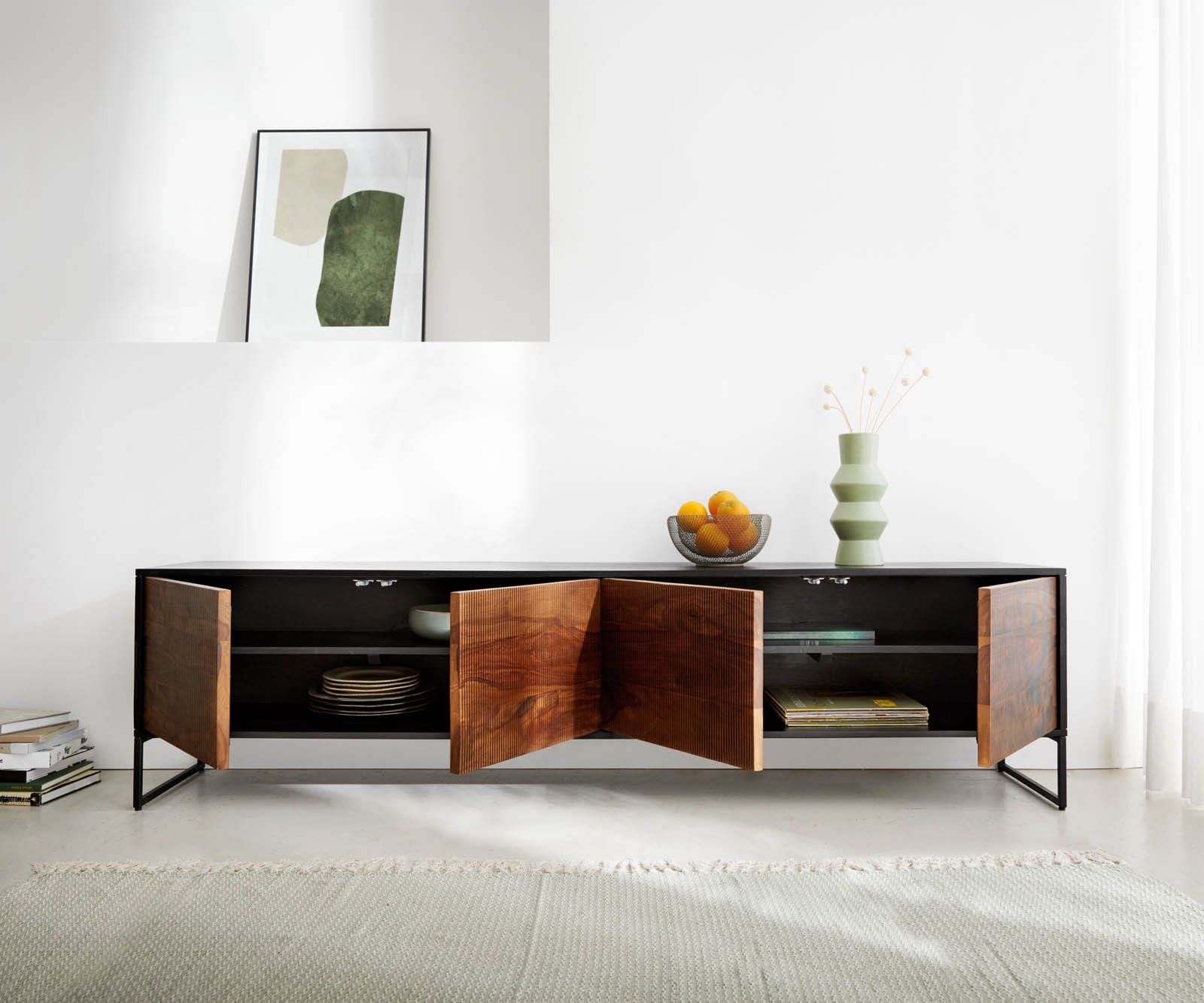 Meuble-TV Vaag 200 cm sheesham naturel manguier noir 4 portes 5 Meuble-TV Vaag 200 cm sheesham naturel manguier noir 4 portes 5