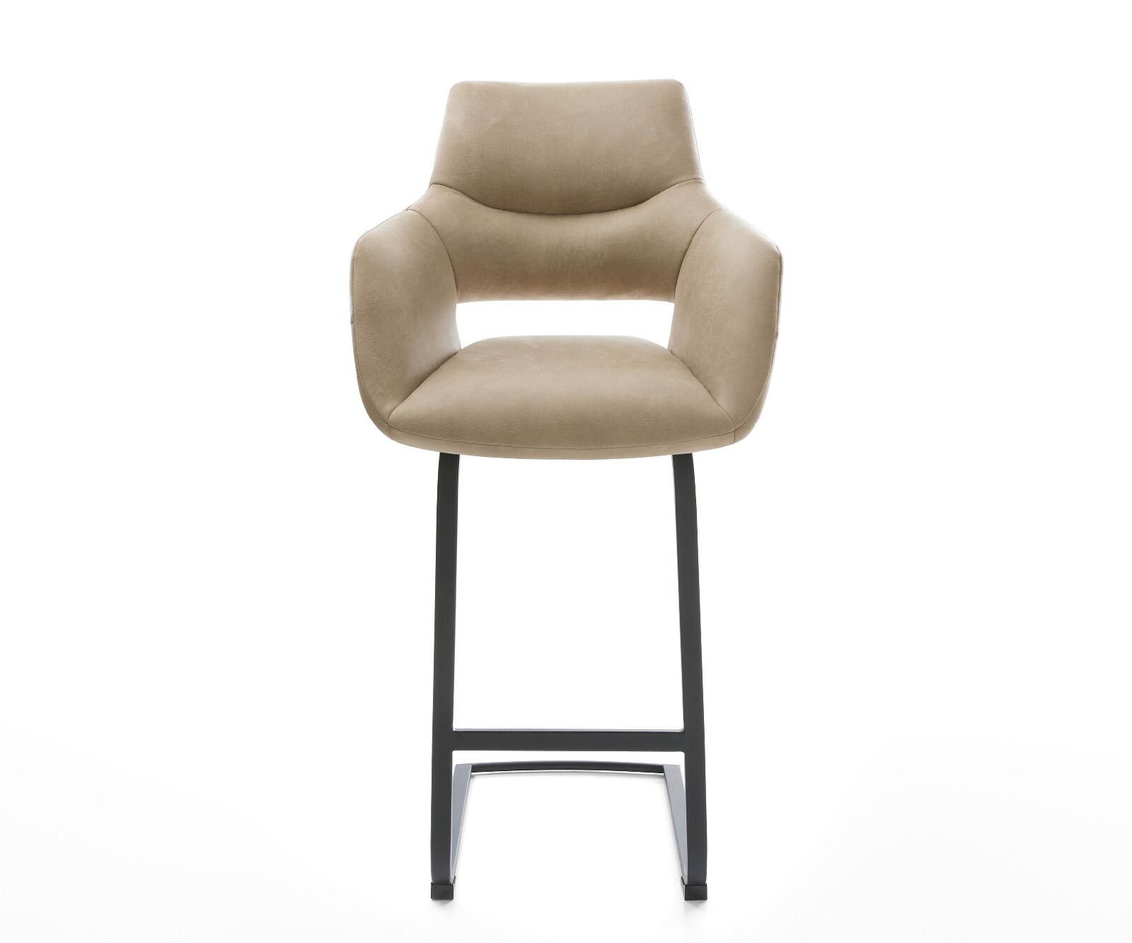 Chaise-de-bar Yago-Flex Microfibre Beige Vintage Pied cantilever plat noir Noir Ressort ensaché 1