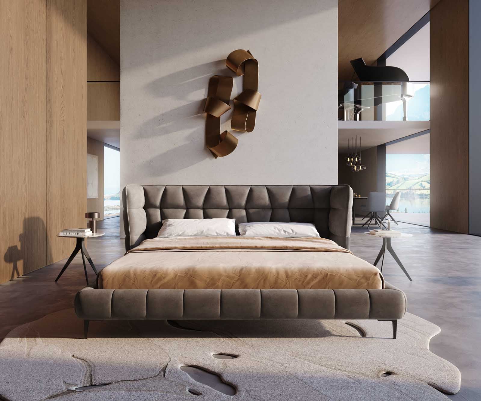 Sommier  rembourré Capujo 180x200 cm microfibre taupe vintage 6 Sommier  rembourré Capujo 180x200 cm microfibre taupe vintage 6