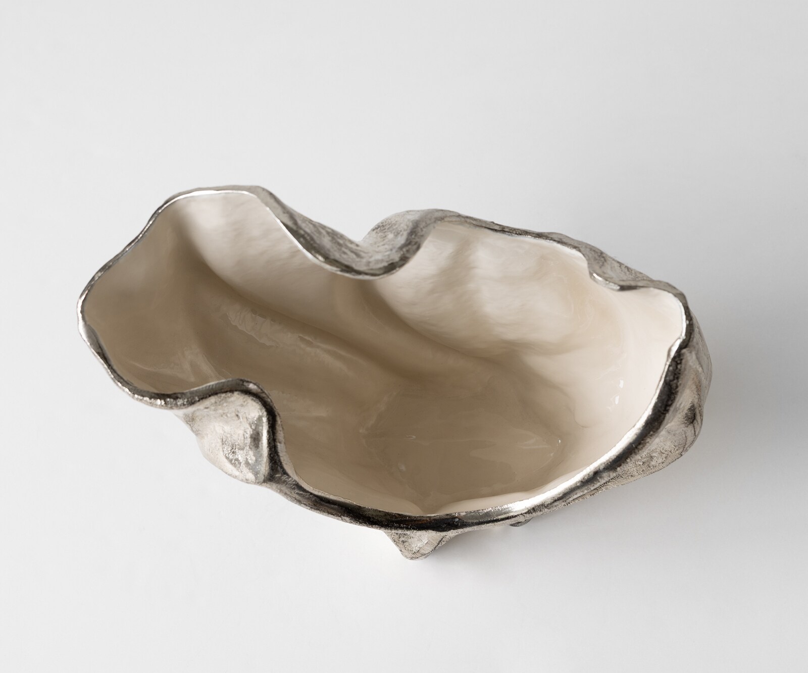 Coupe décorative Valena l39 x P17 x H29 cm Aluminium Platin Opal Faite main 3