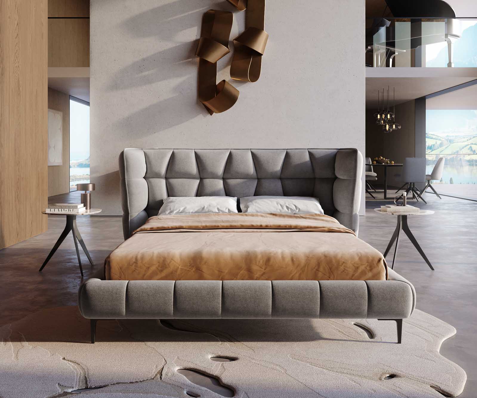 Sommier rembourré Capujo 140x200 cm microfibre grise 1 Sommier rembourré Capujo 140x200 cm microfibre grise 1