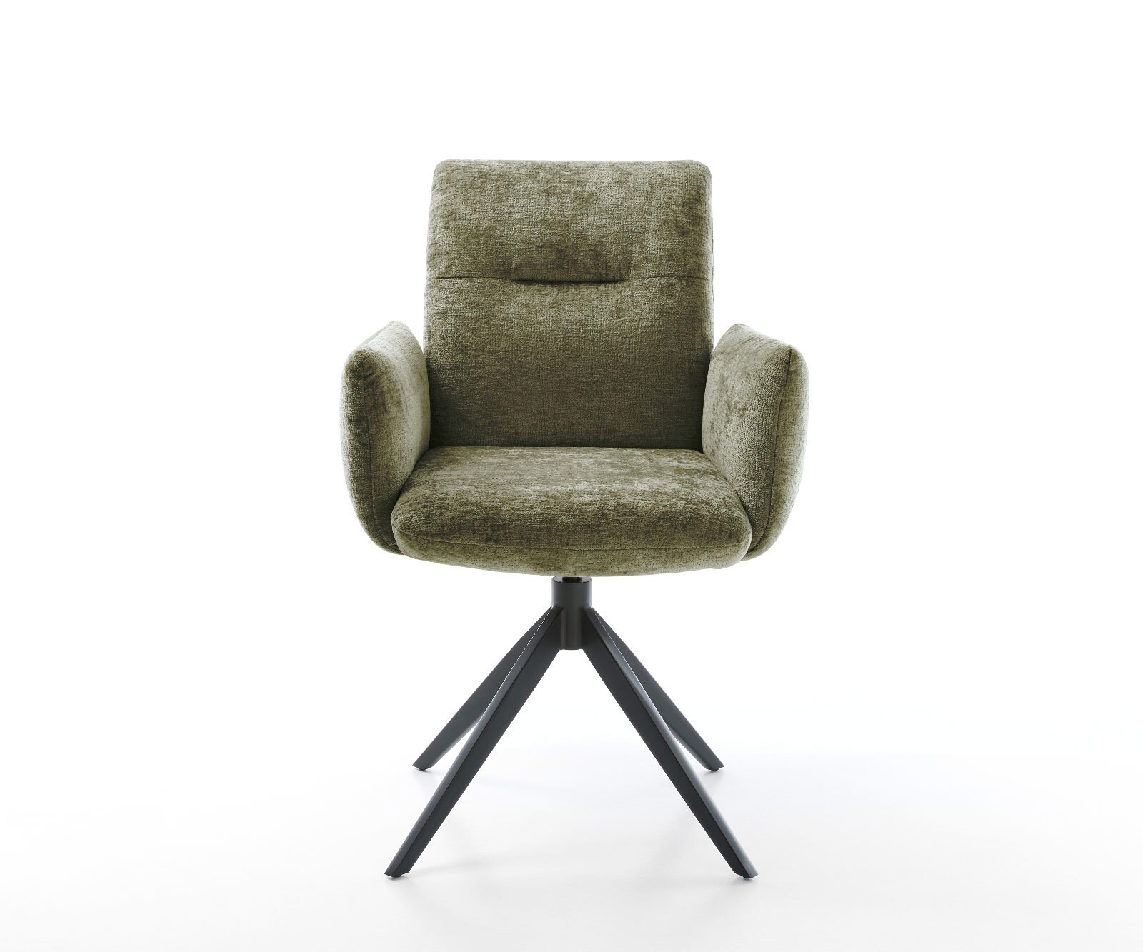 Chaise-pivotante Jova-Flex avec accoudoirs chenille olive pied croisé large noir pivotement sur 360° fonction bascule ressorts ensachés 1