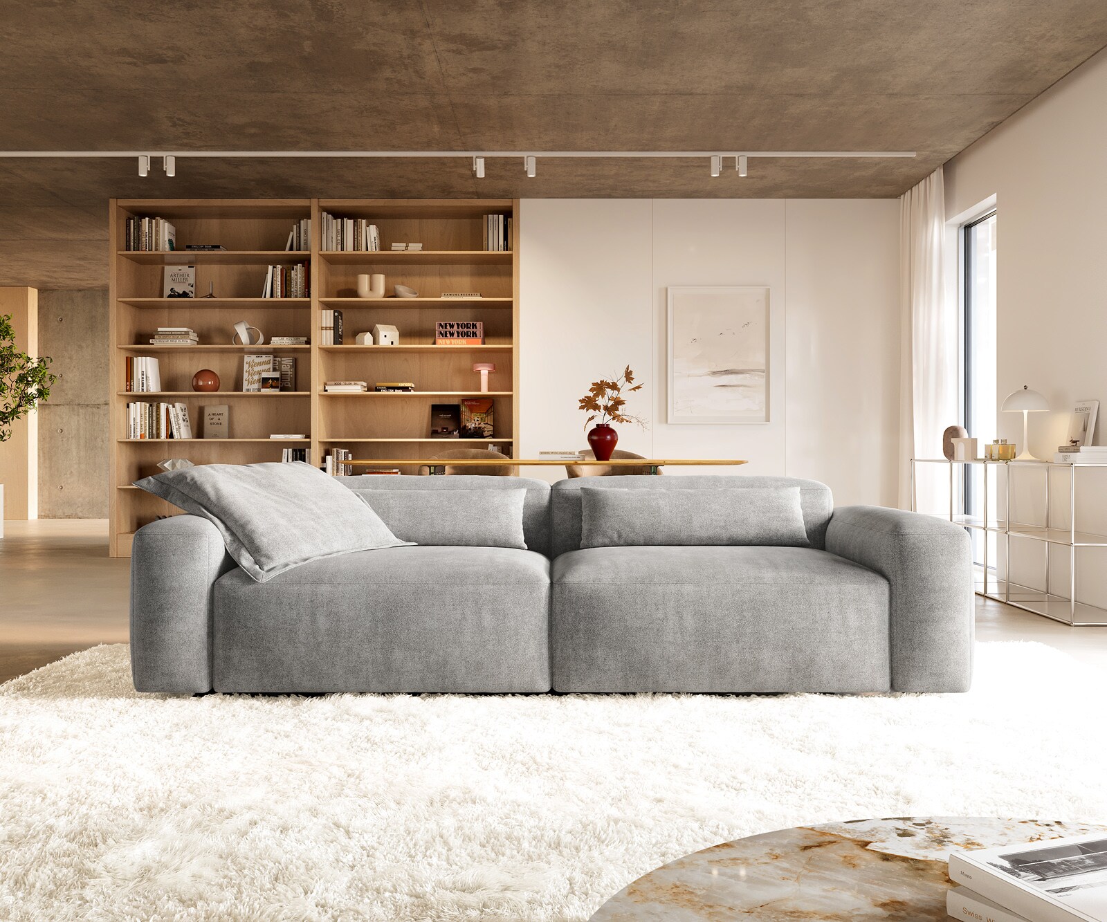 Grand canapé Freestyle Pure 280x110 cm Tissu texturé gris doux 1