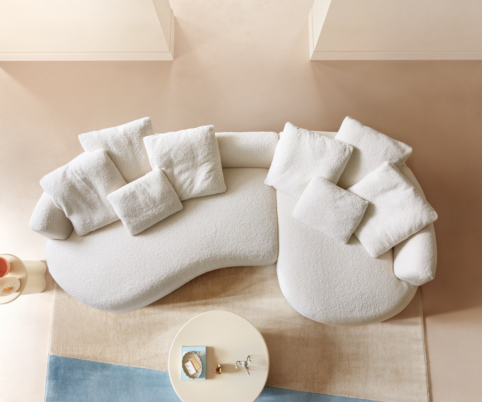 Grand-canapé Edina 330 x 170 cm, tissu peluche beige 4