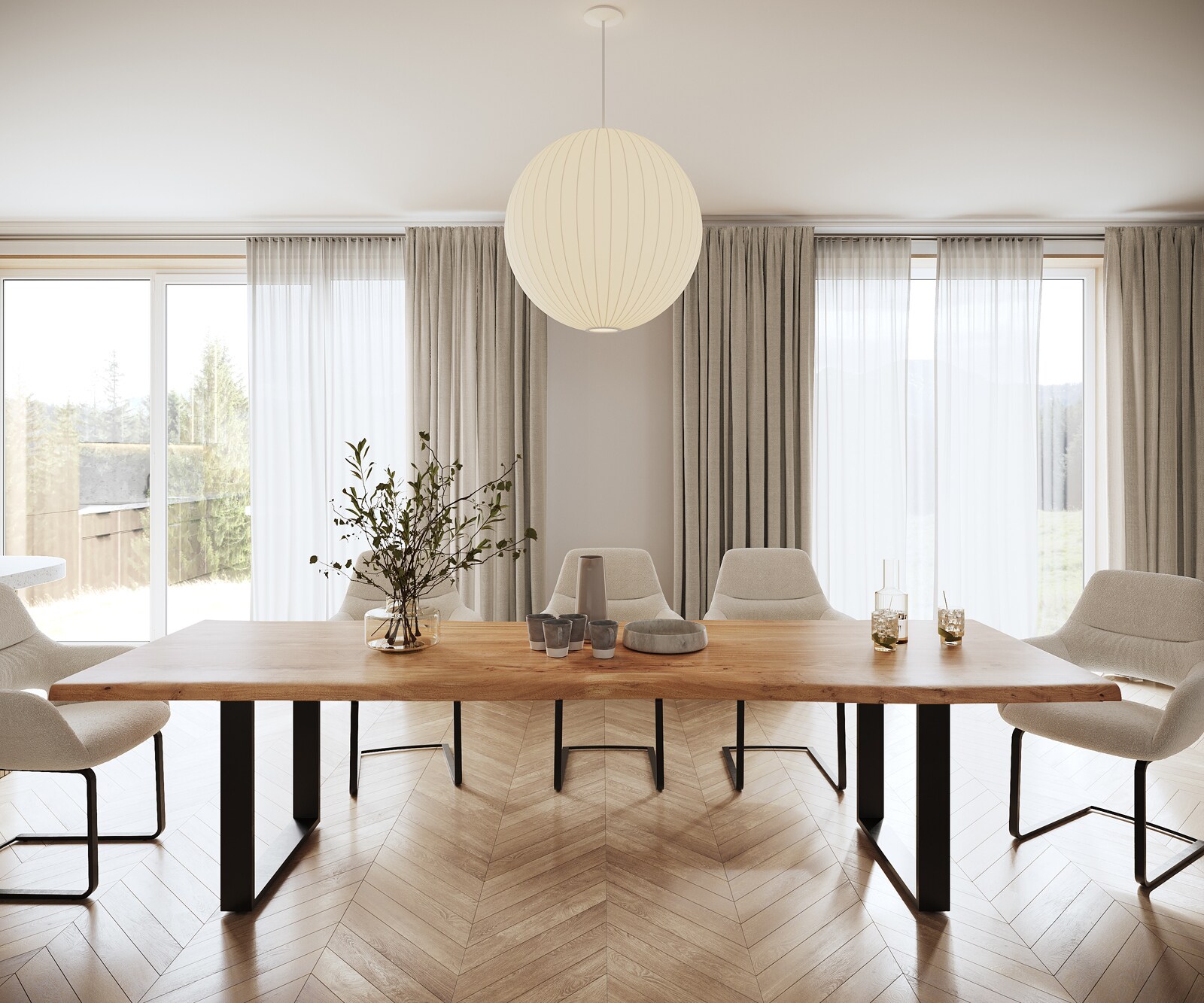 Table de salle à manger Edge 300x100 XL acacia naturel métal noir Live-Edge 1
