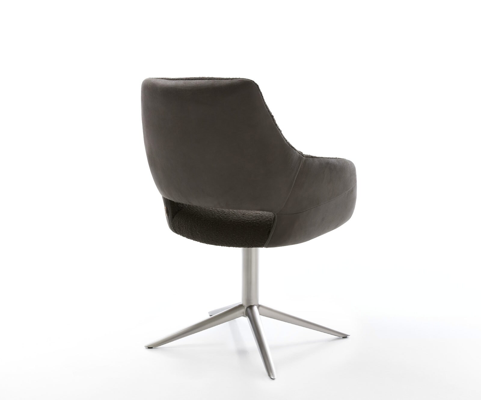 Chaise-pivotante Yago-Flex avec accoudoirs tissu mixte noir pied de chaise 4 branches acier inoxydable brossé pivotement sur 360° fonction bascule ressorts ensachés 5