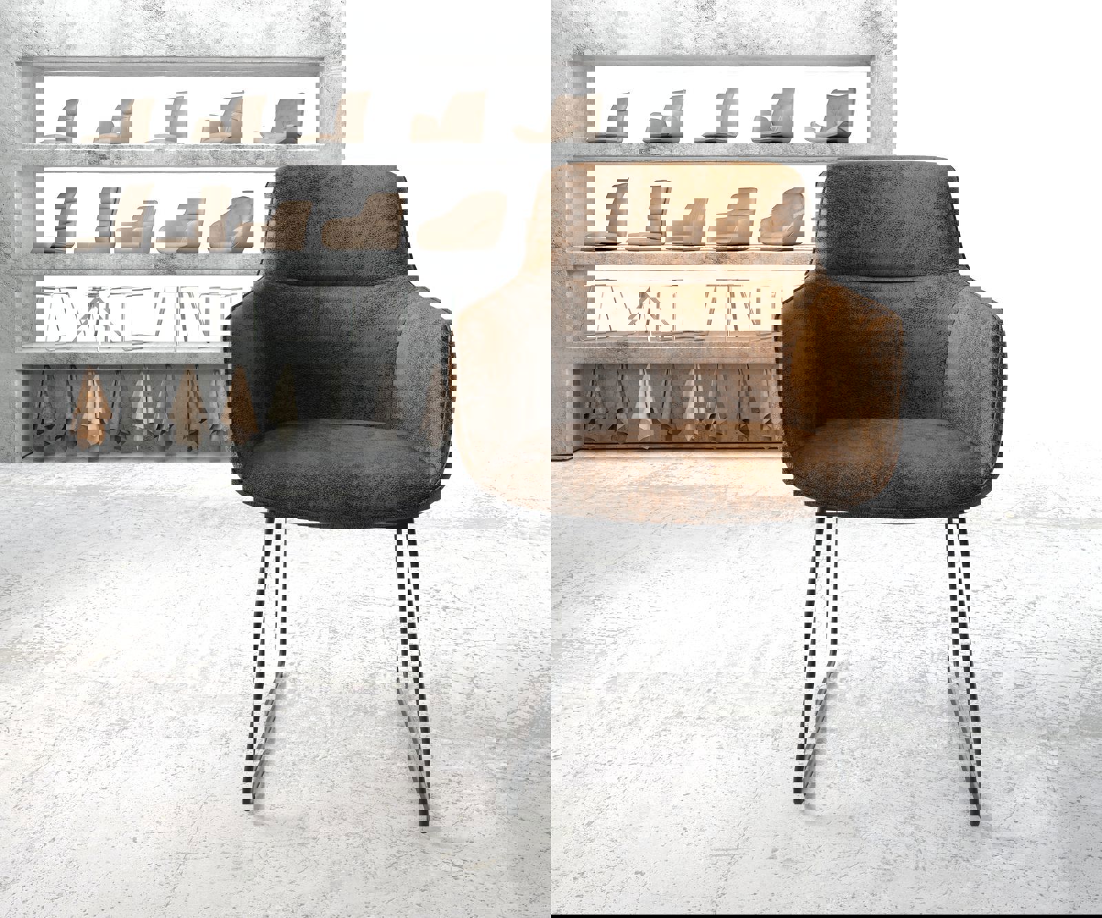 Fauteuil Pejo-Flex brun antique cadre patin noir 1 Fauteuil Pejo-Flex brun antique cadre patin noir 1