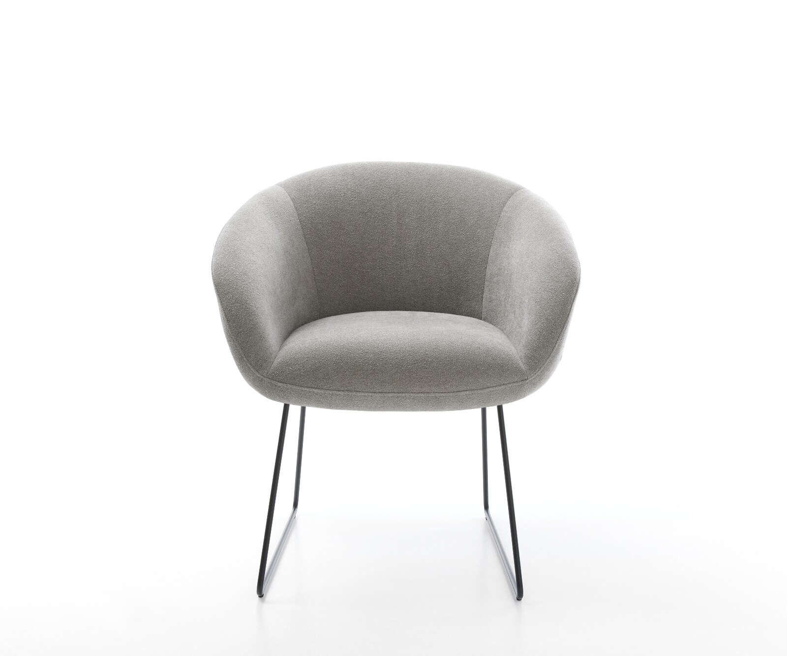 Chaise-de-salle-à-manger Vinka-Flex avec accoudoirs tissu structuré doux gris pied trapèze noir resorts ensachés 2