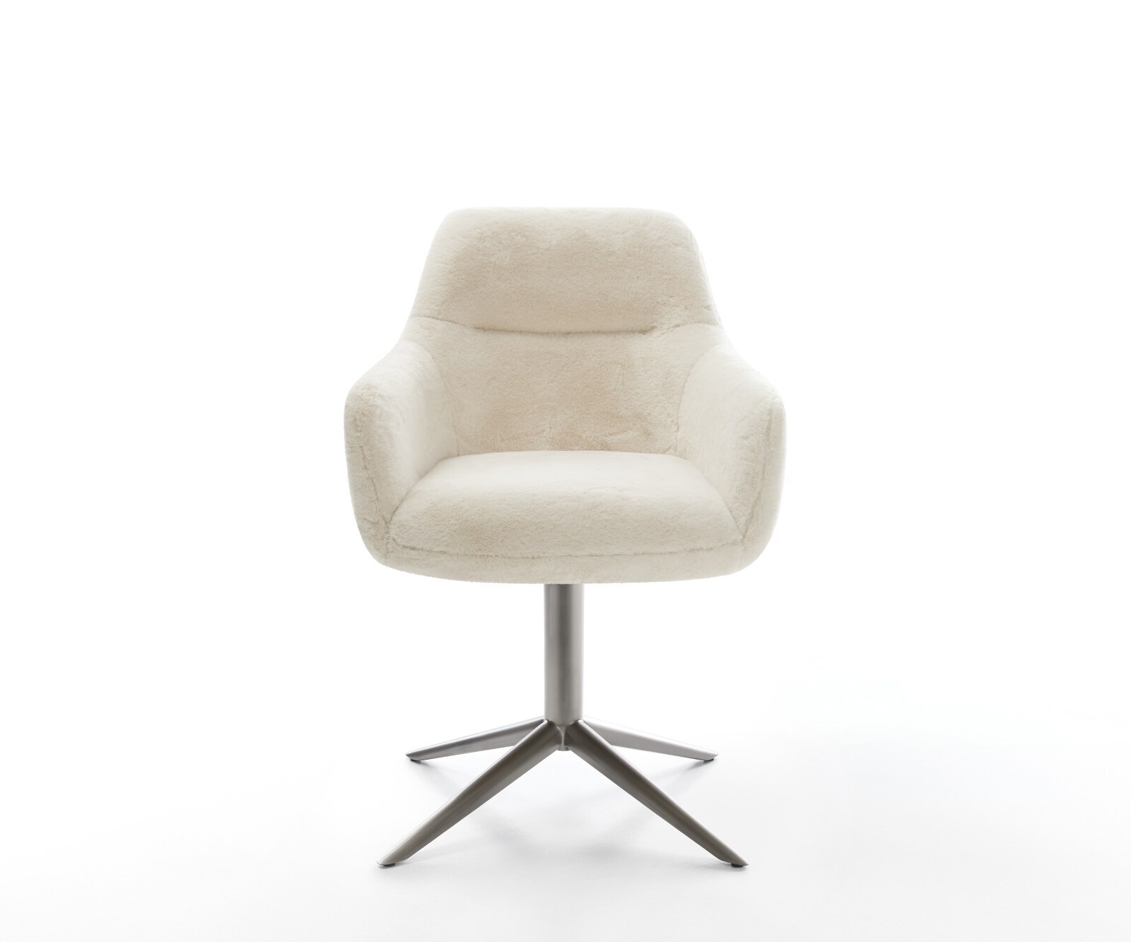 Chaise-pivotante Pejo-Flex peluche crème-blanc pied de chaise 4 branches grafiete pivotement sur 360° fonction bascule resorts ensachés 1