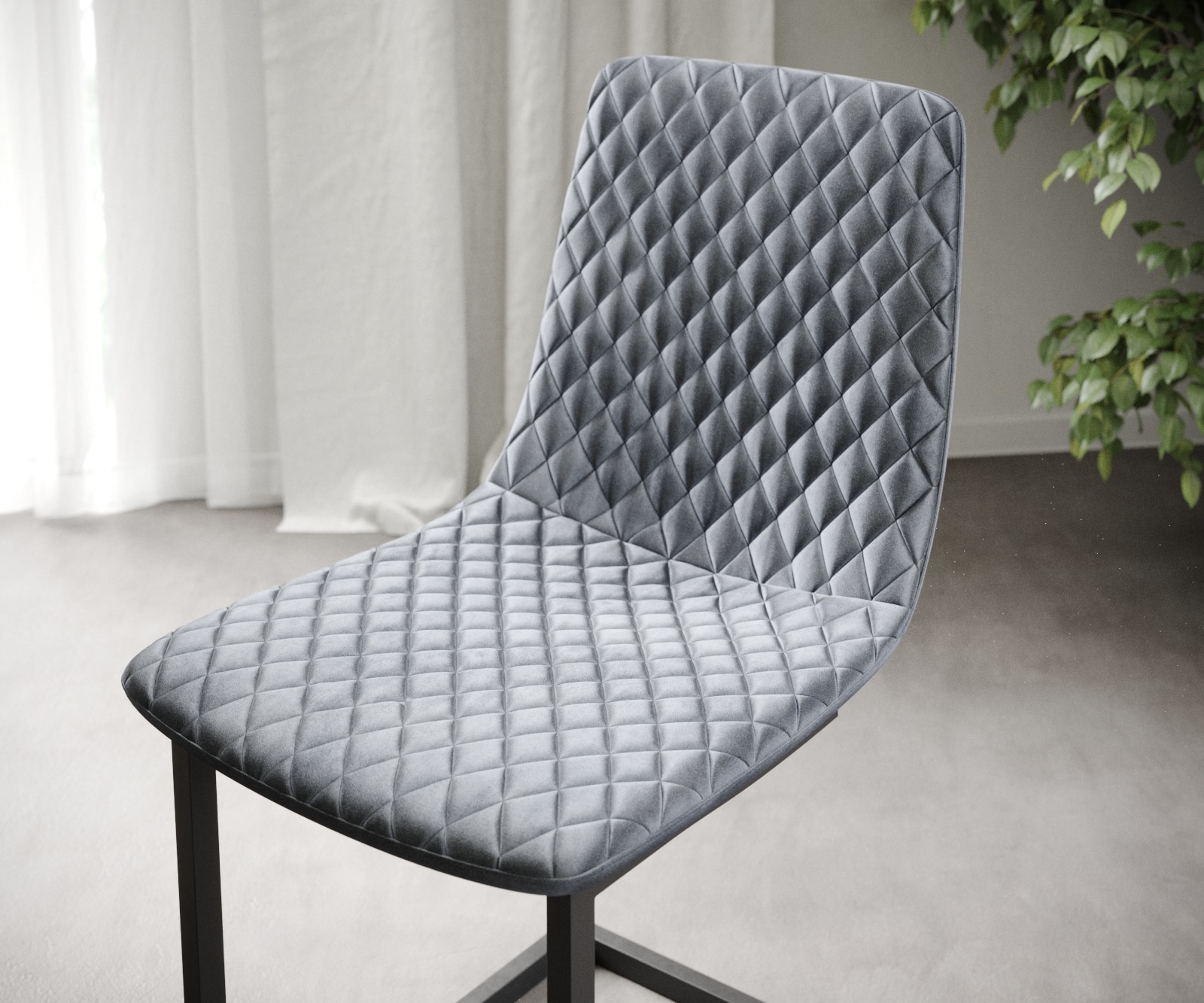 L'ensemble-de-4-chaises Novi-Adesso gris velours cantilever 4