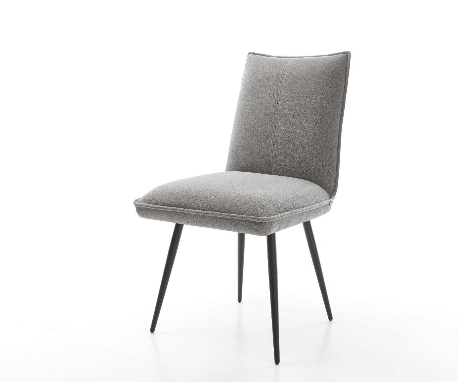 Chaise-de-salle-à-manger Lelio-Flex tissu structuré doux gris 4 pieds coniques noir resorts ensachés 1