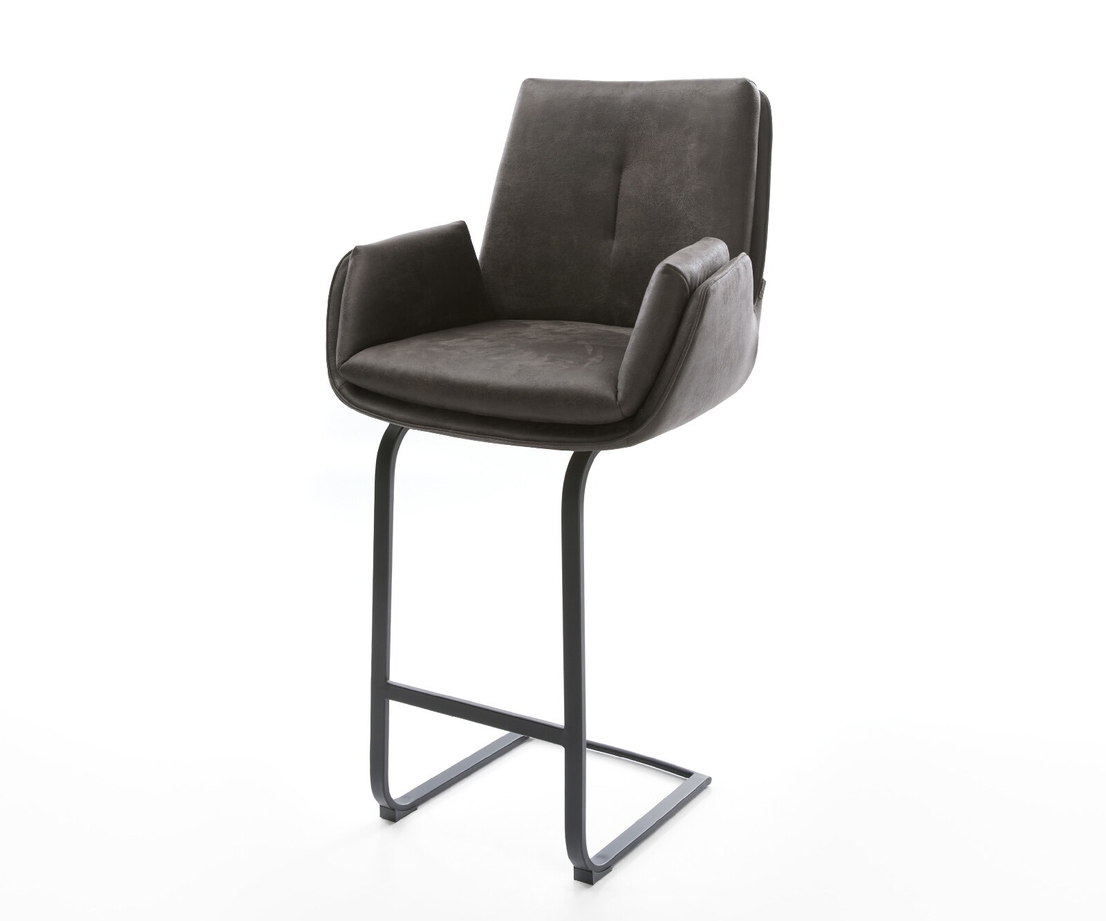 Chaise-de-bar Clea-Flex Microfibre Anthracite vintage Pied cantilever plat noir Noir 1