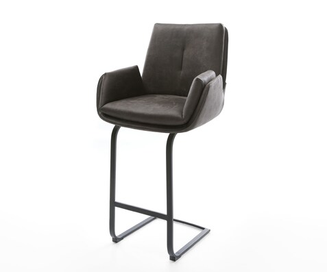 Chaise-de-bar Clea-Flex Microfibre Anthracite vintage Pied cantilever plat noir Noir